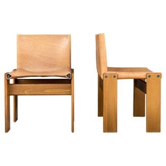 Sedia da pranzo Tobia Scarpa in pelle cognac per Molteni, 1973, Set di 2