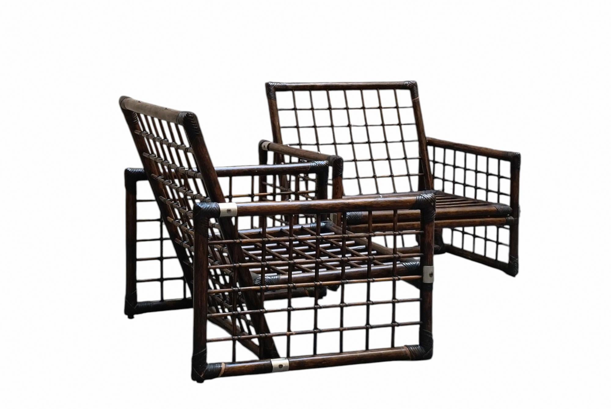 Laiton Afra & Tobia Scarpa Paire de fauteuils de la série Basilan, Italie, années 1970 en vente