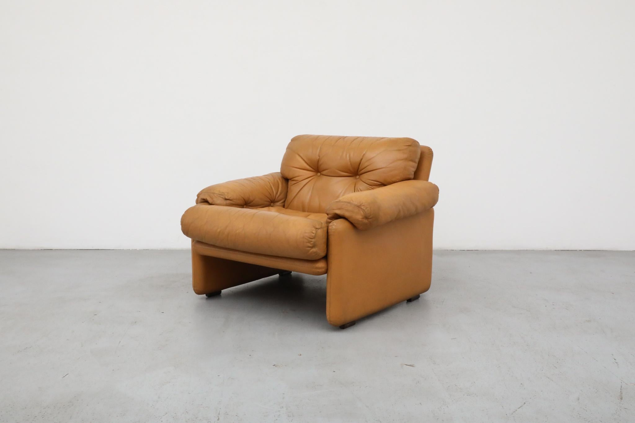 Afra & Tobia Scarpa 'Coronado' Butterscotch-Leder-Sessel, 1966 (Moderne der Mitte des Jahrhunderts) im Angebot