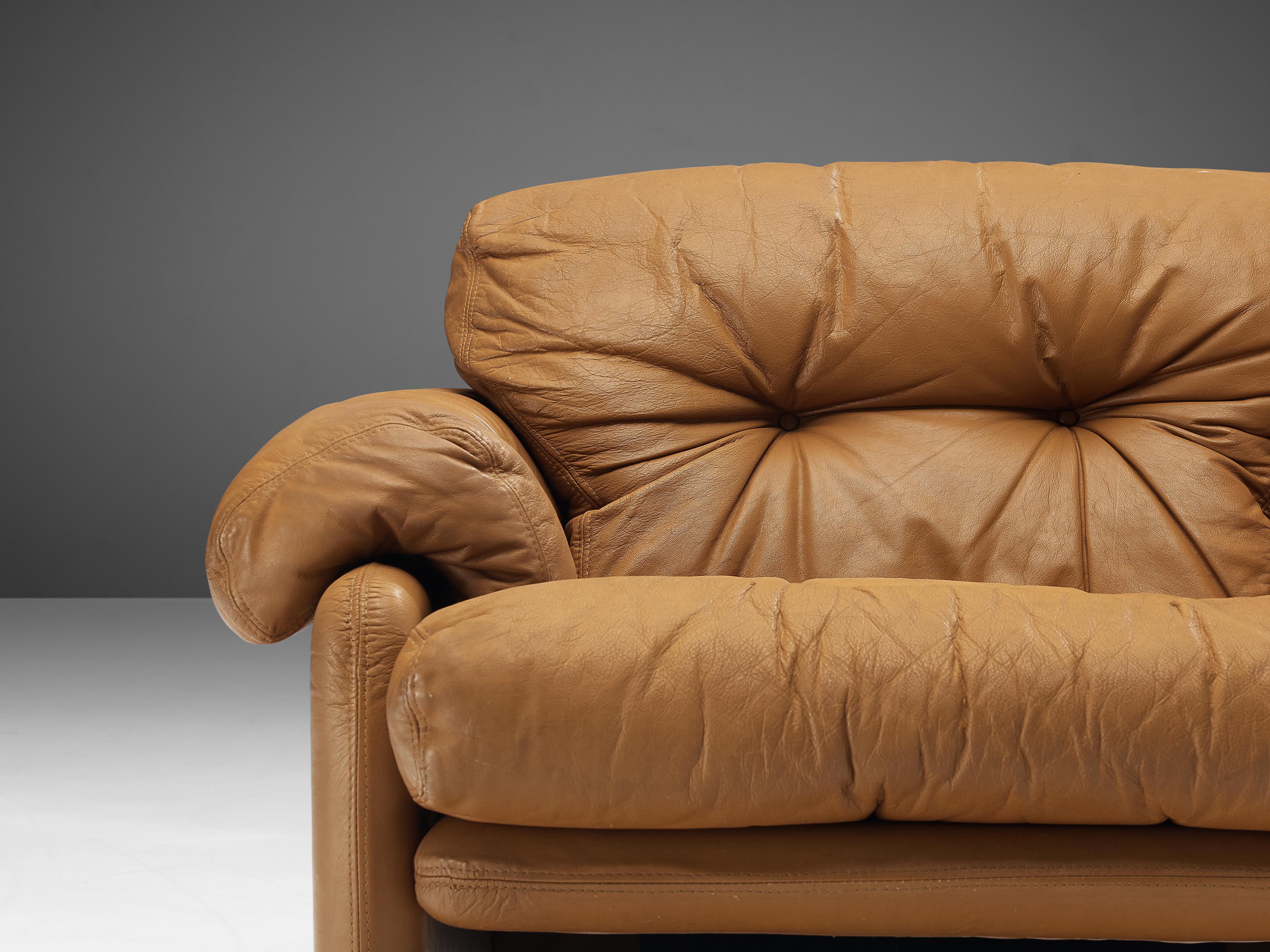 Mid-Century Modern Afra & Tobia Scarpa for B&B Italia 'Coronado' Lounge Chair in Cognac Leather For Sale