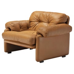 Afra & Tobia Scarpa 'Coronado' Lounge Chair in Cognac Leather