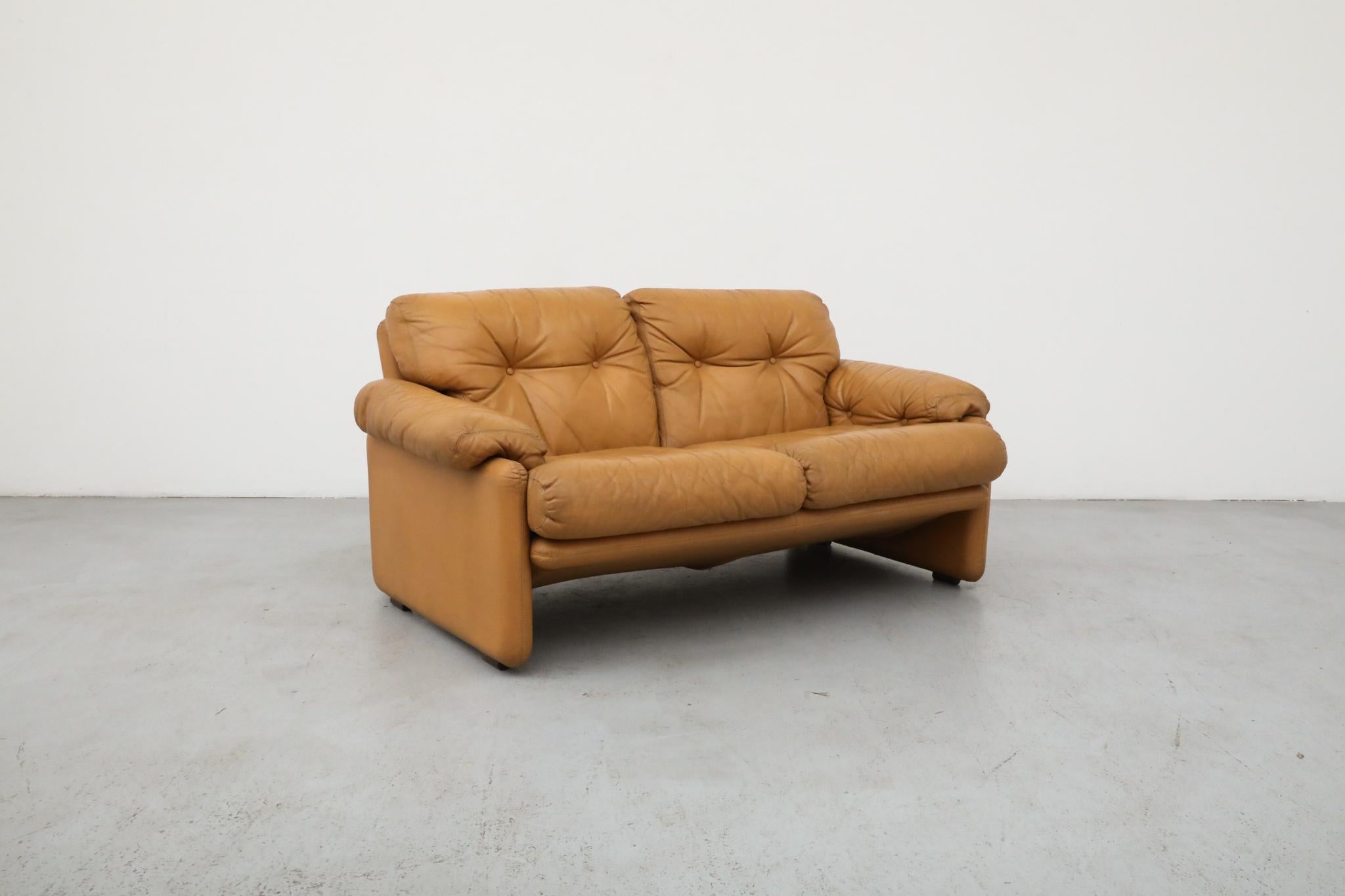 Leather Afra & Tobia Scarpa 'Coronado' Loveseat for B&B Italia, 1966 For Sale