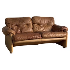 Afra & Tobia Scarpa Coronado Sofa for C&B Italia, Tan Leather, c. 1970