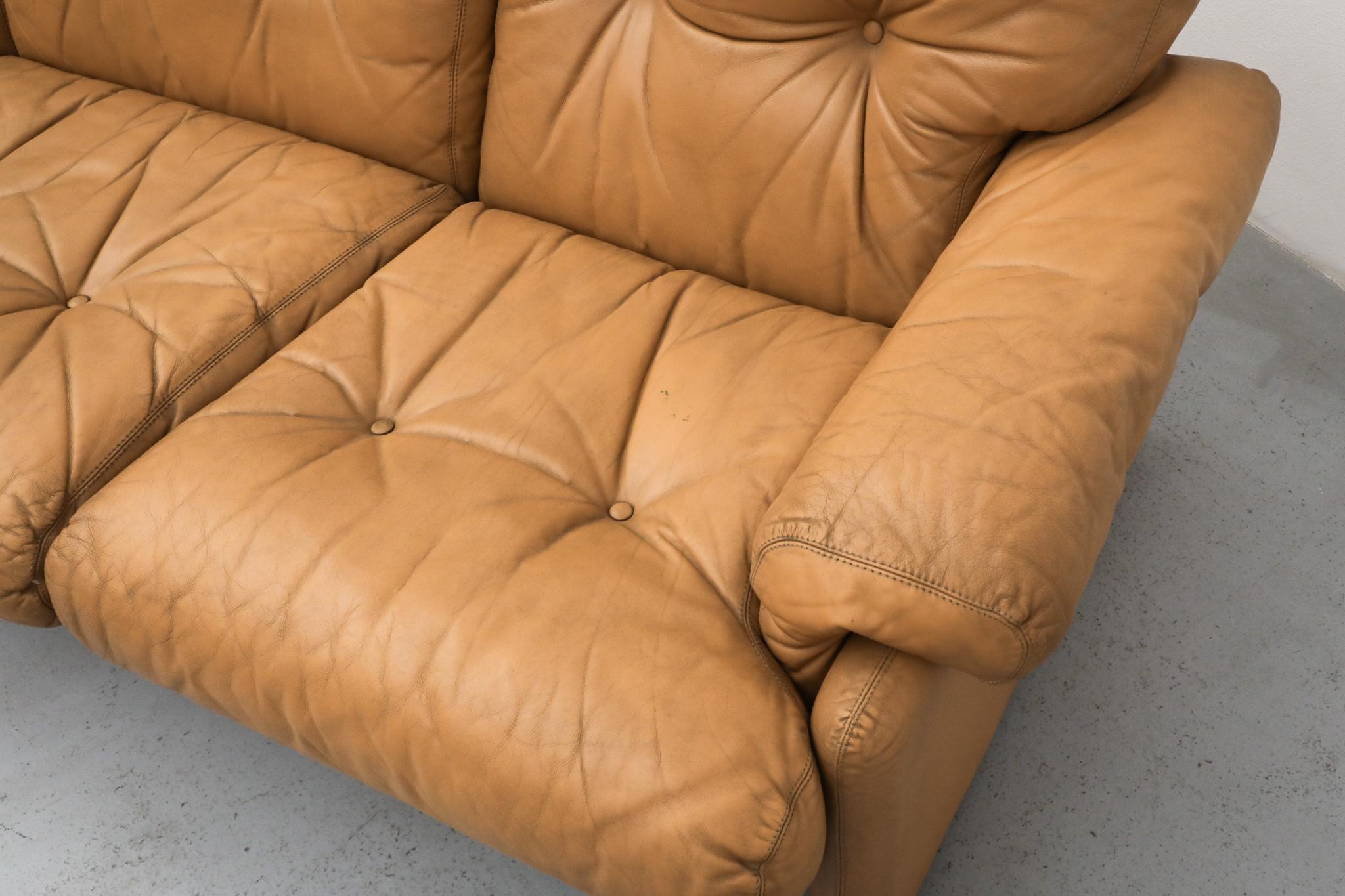 Afra & Tobia Scarpa 'Coronado' Sofa in Butterscotch Leather for B&B Italia, 1966 im Angebot 6