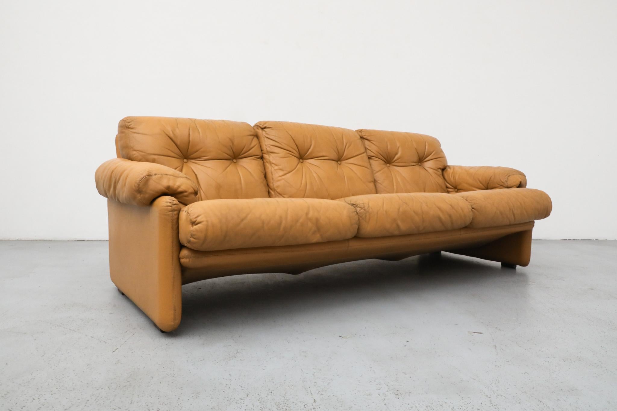 Afra & Tobia Scarpa 'Coronado' Sofa in Butterscotch Leather for B&B Italia, 1966 im Angebot 1