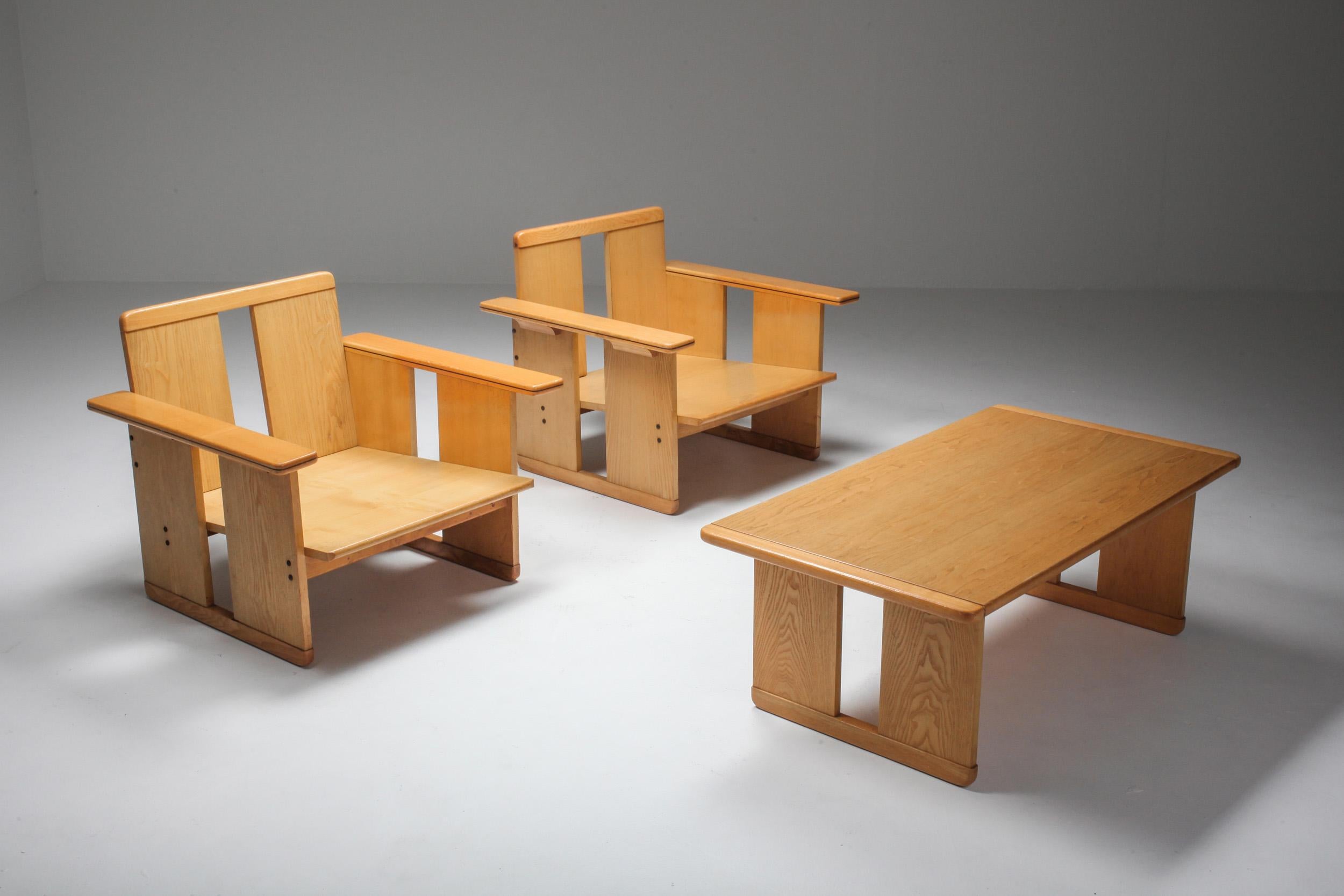 Post-Modern Afra & Tobia Scarpa Crate Chairs Maxalto