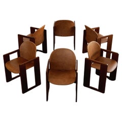 Afra & Tobia Scarpa "Dialogo" Chairs for B&B Italia, Cognac, 1973, Set of 6