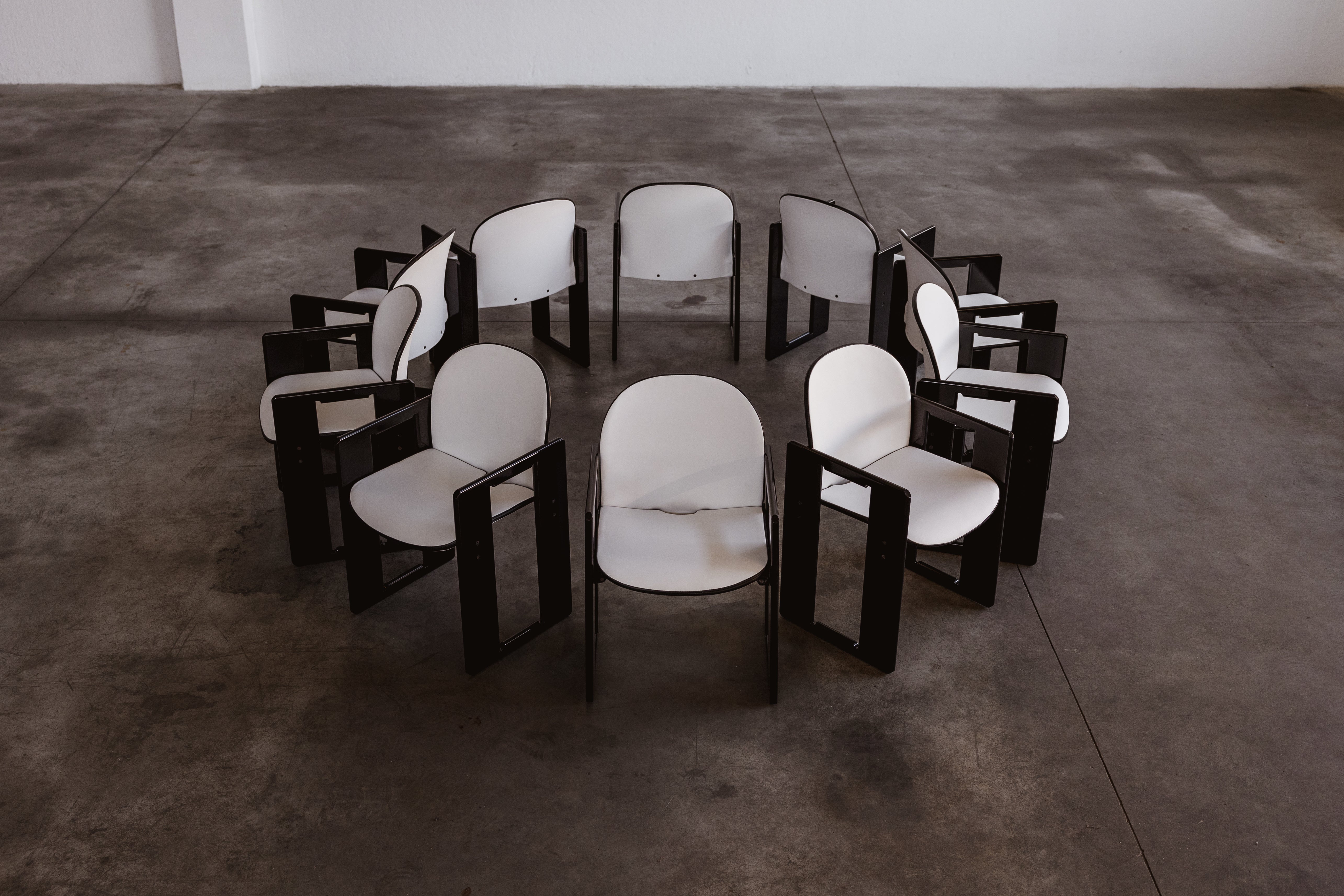 Afra & Tobia Scarpa "Dialogo" Chairs for B&B Italia, White, 1973, Set of 10