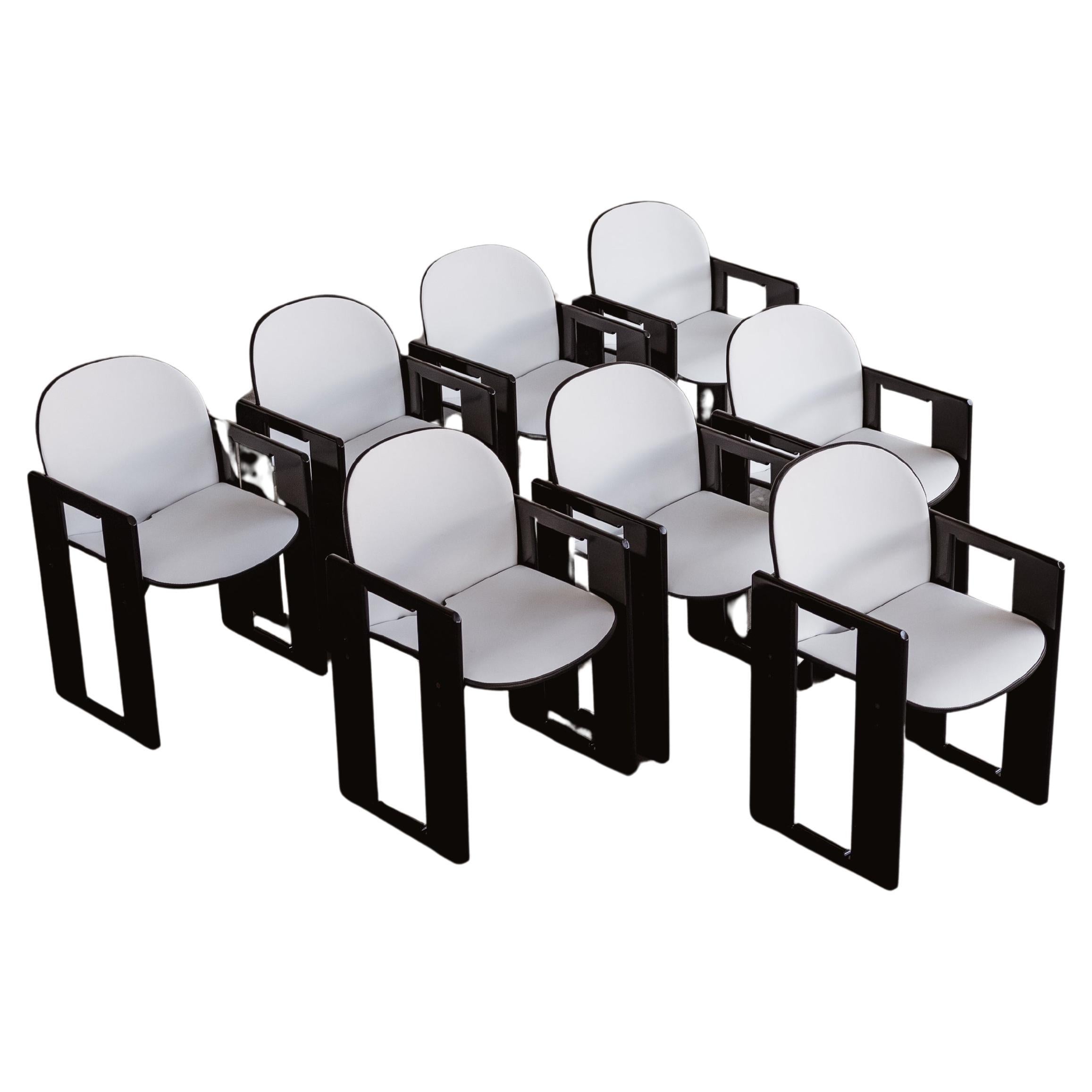 Afra & Tobia Scarpa "Dialogo" Chairs for B&B Italia, White, 1973, Set of 8