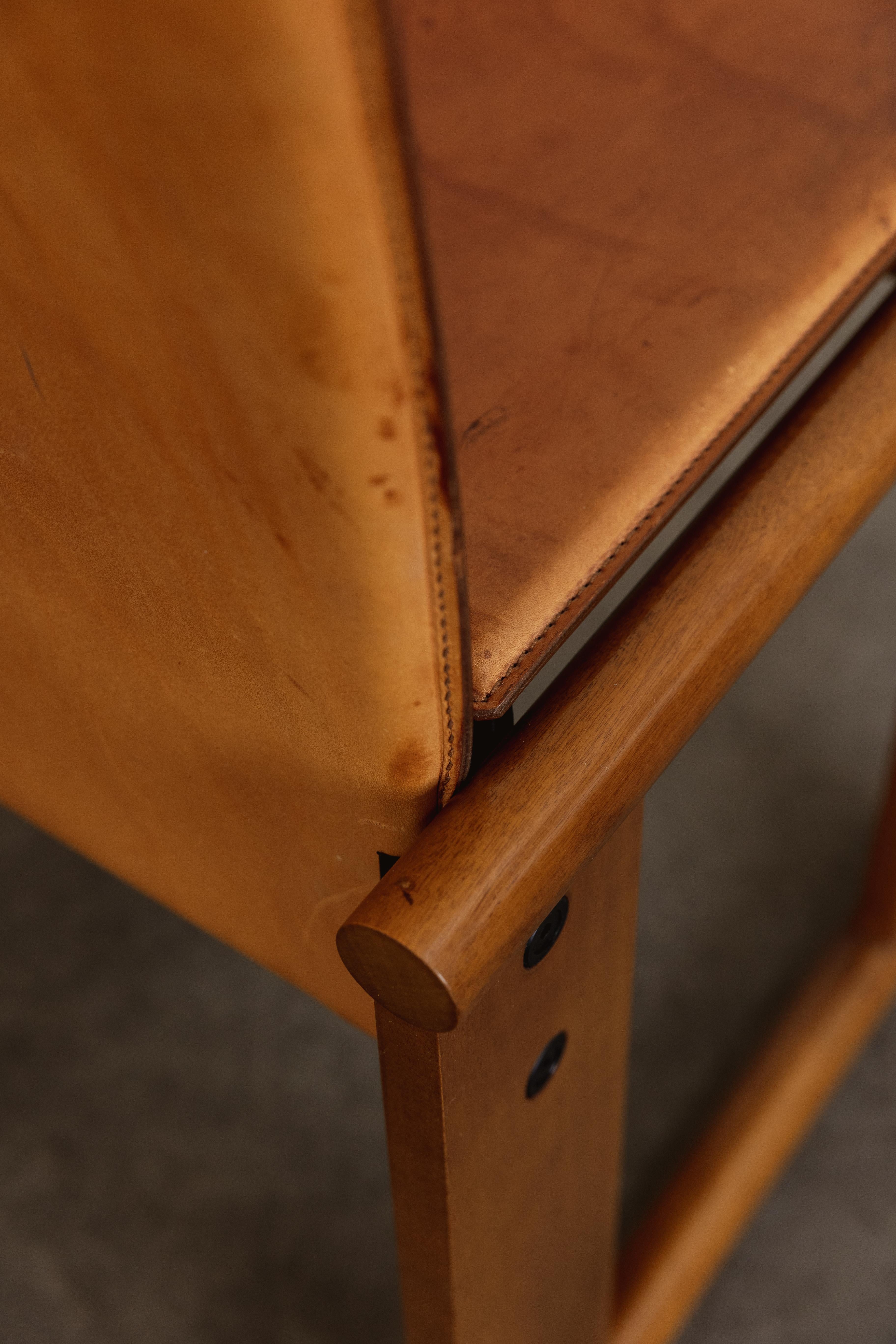 Late 20th Century Afra & Tobia Scarpa Dining Chairs for Molteni, Cognac Leather, 1974, Set of 10 For Sale