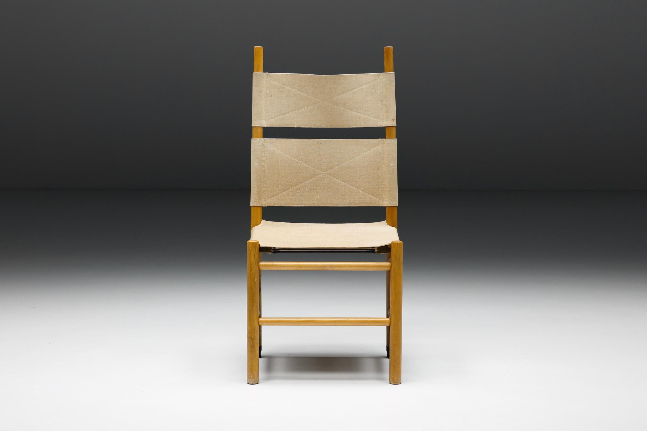 Afra & Tobia Scarpa Dining Chairs, Wood & Fabric, Italian Design, 1970s In Excellent Condition In Antwerp, BE
