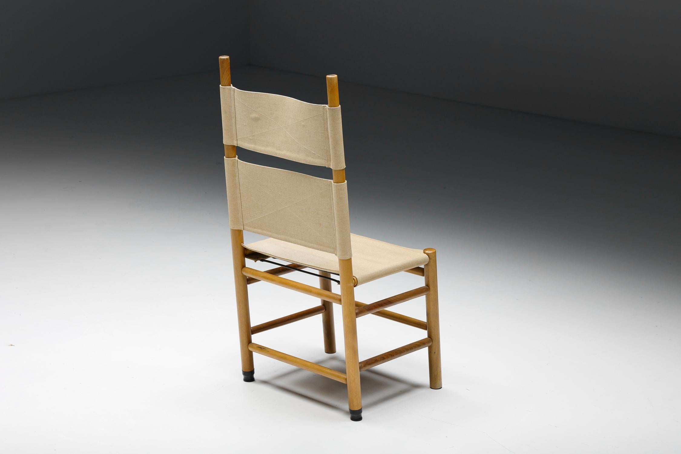 Afra & Tobia Scarpa Dining Chairs, Wood & Fabric, Italian Design, 1970s 1