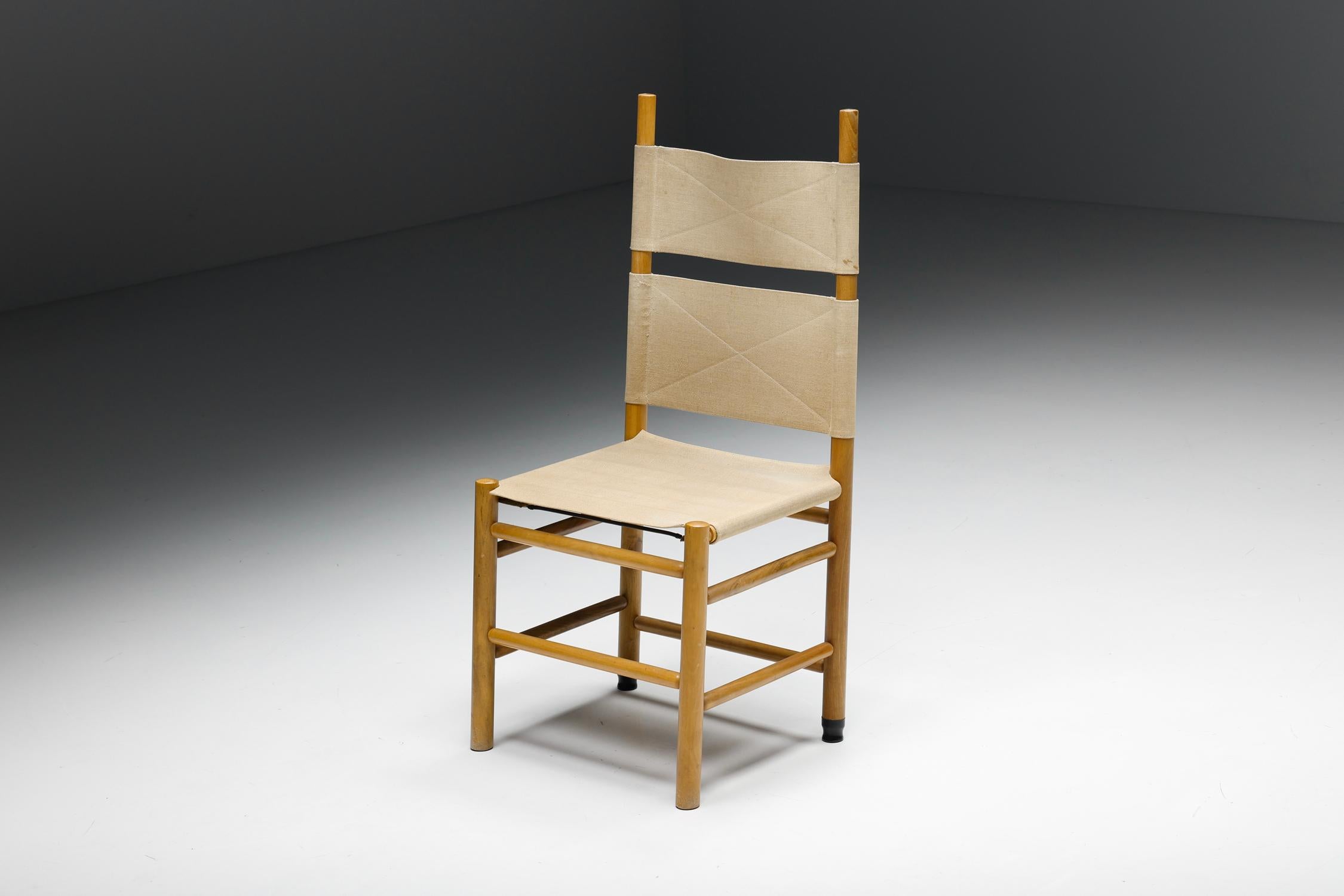 Afra & Tobia Scarpa Dining Chairs, Wood & Fabric, Italian Design, 1970s 2