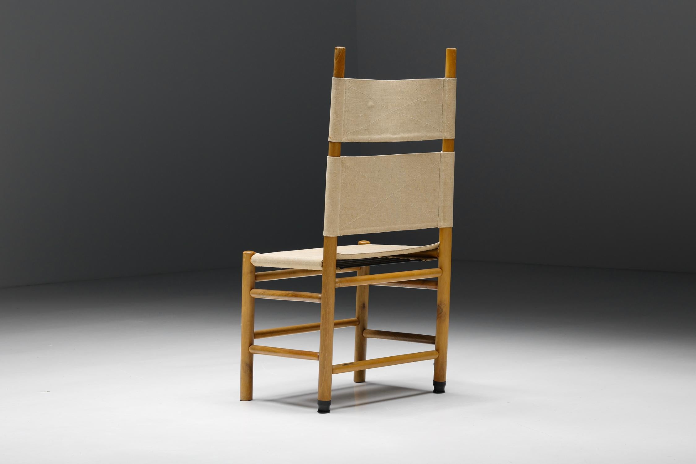 Afra & Tobia Scarpa Dining Chairs, Wood & Fabric, Italian Design, 1970s 3