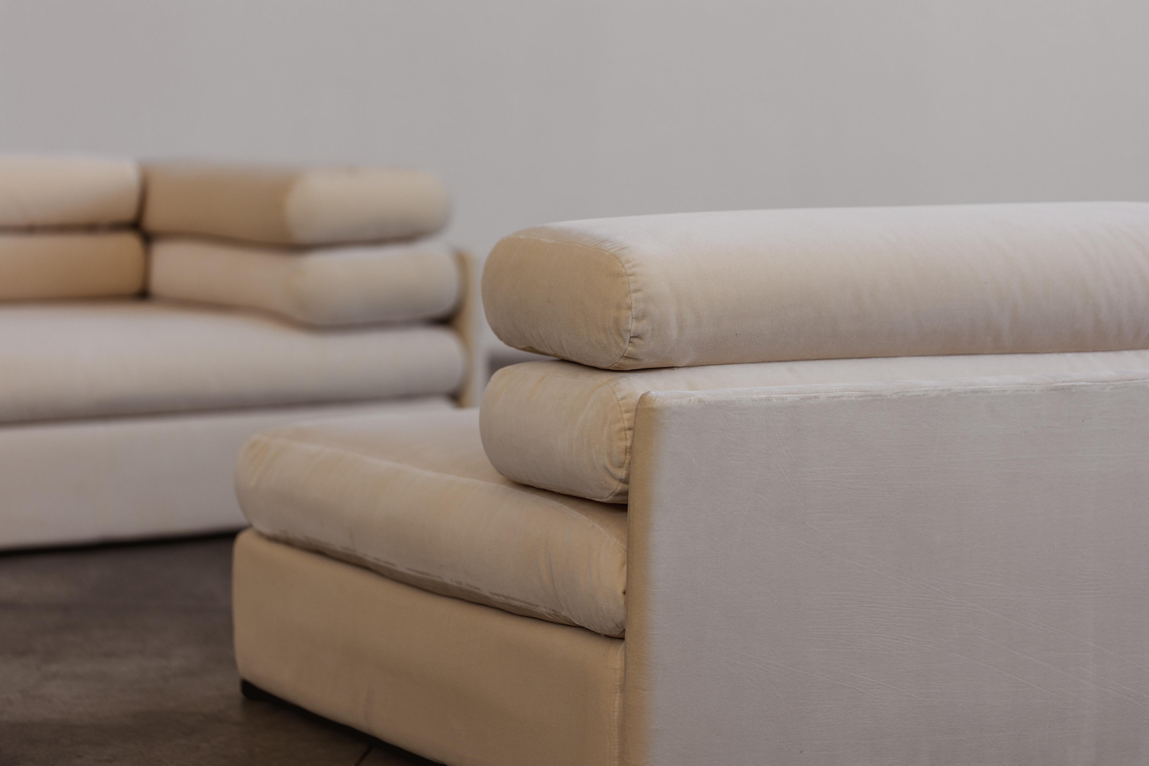 Afra & Tobia Scarpa Elogio Modular Sofa für B&B Italia, Samt, 1974, 3er Set im Angebot 5