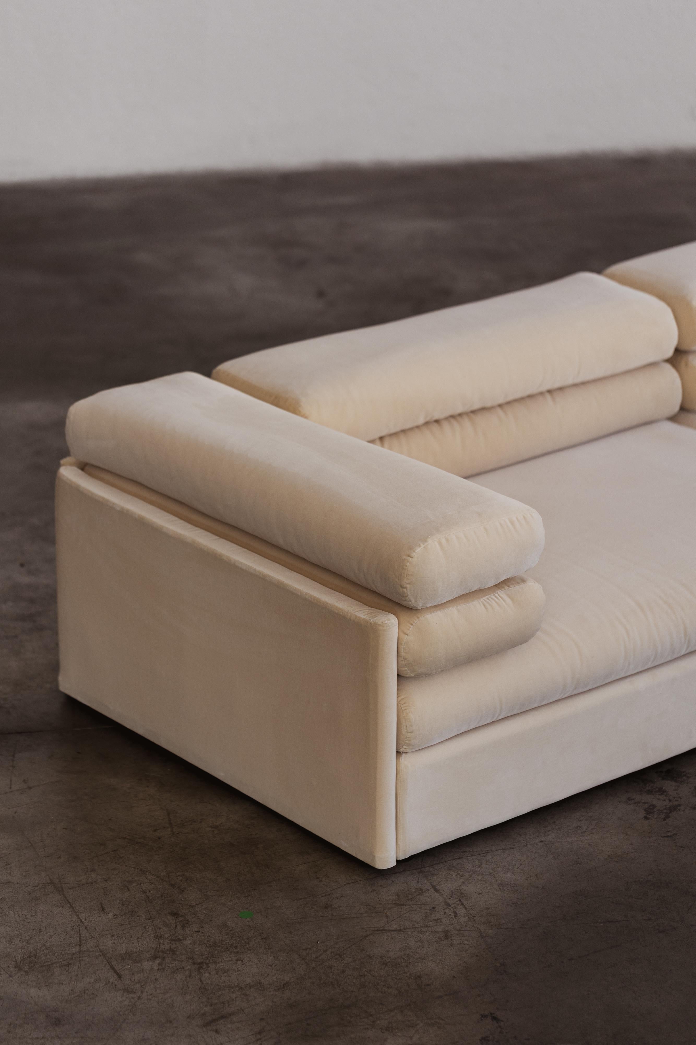 Afra & Tobia Scarpa Elogio Modular Sofa für B&B Italia, Samt, 1974, 3er Set (Moderne der Mitte des Jahrhunderts) im Angebot