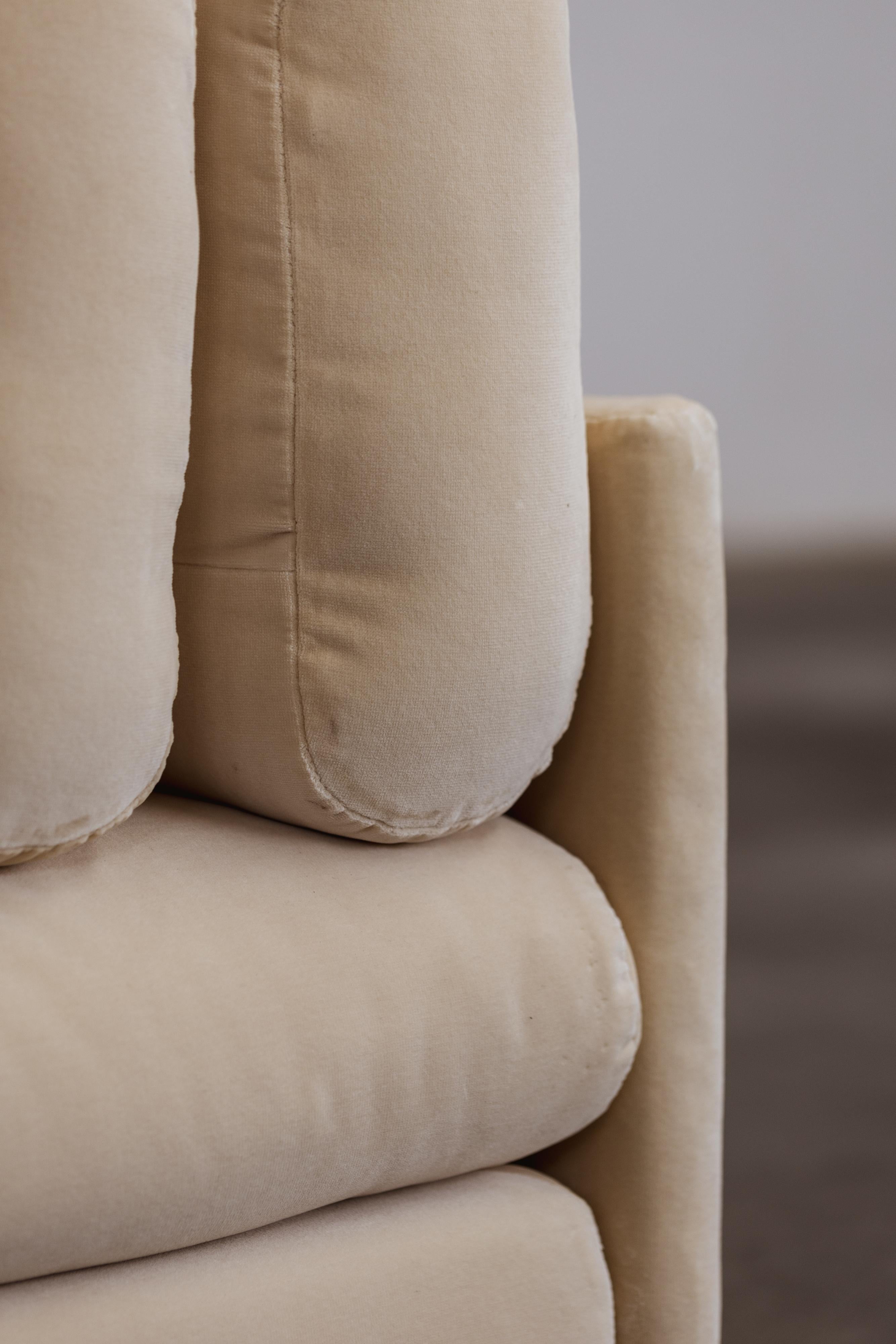 Late 20th Century Afra & Tobia Scarpa “Elogio” Modular Sofa for B&B Italia, Velvet, 1974, Set of 3 For Sale