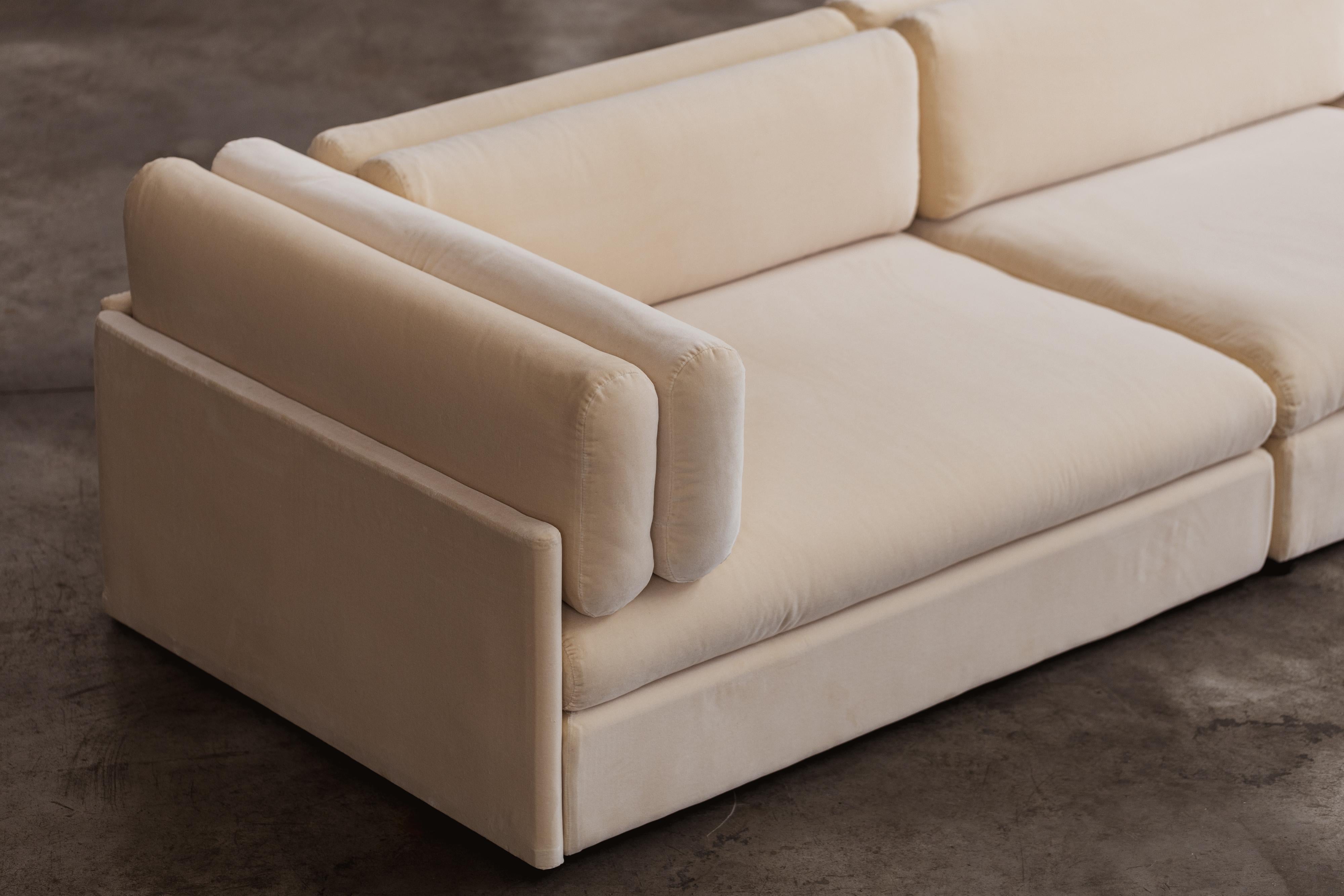 Afra & Tobia Scarpa “Elogio” Modular Sofa for B&B Italia, Velvet, 1974, Set of 3 For Sale 1