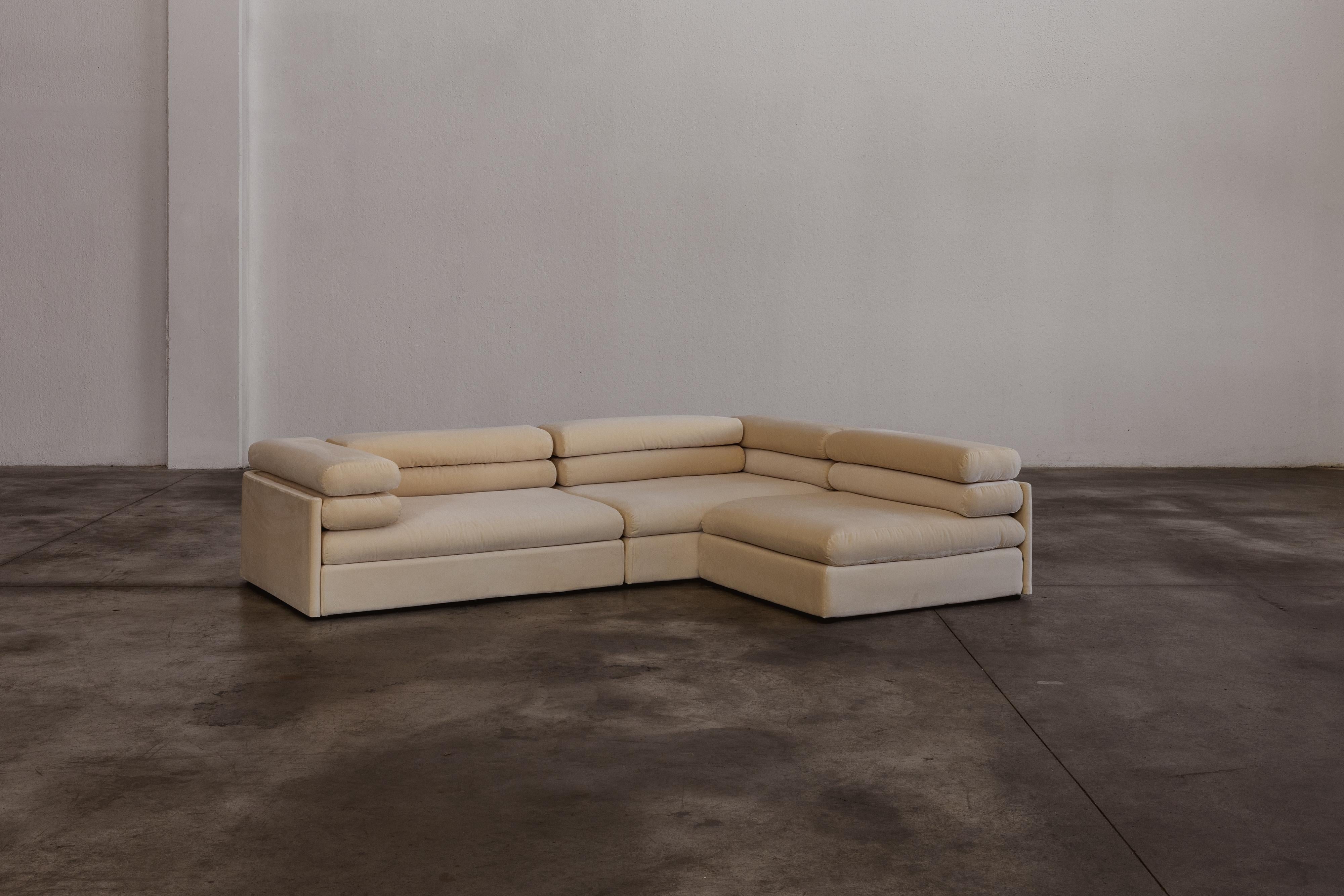 Afra & Tobia Scarpa Elogio Modular Sofa für B&B Italia, Samt, 1974, 3er Set (Ende des 20. Jahrhunderts) im Angebot
