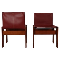 Afra & Tobia Scarpa English Red  Sedia da pranzo Monk in pelle per Molteni, Set di 2