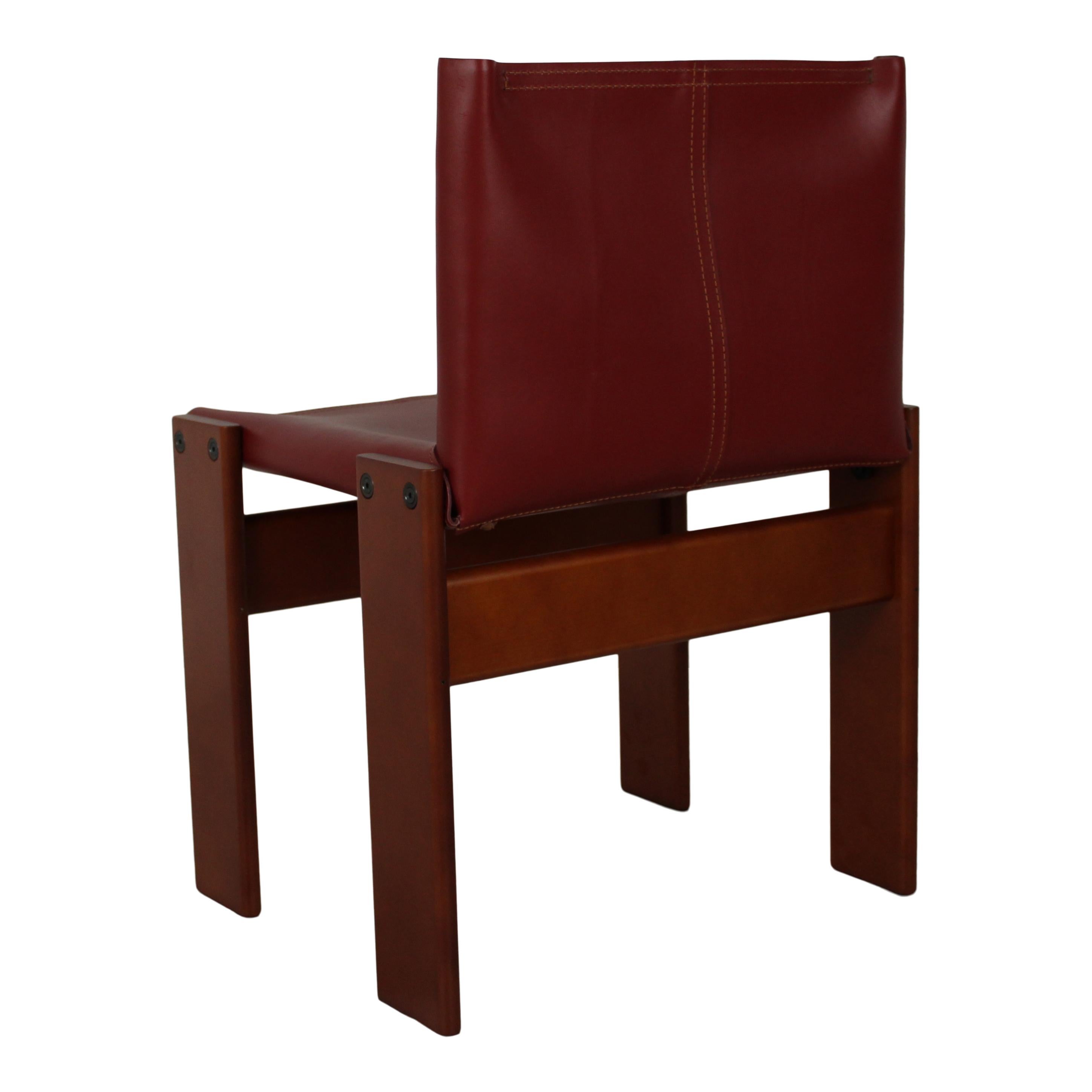 Afra & Tobia Scarpa English Red  Sedia da pranzo Monk in pelle per Molteni, Set di 4 in vendita 11