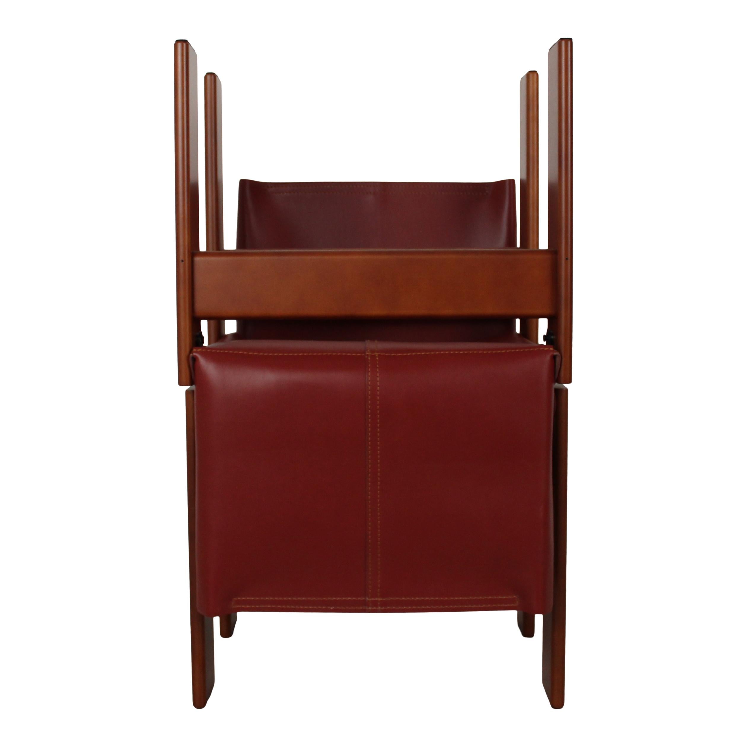 Afra & Tobia Scarpa - Rouge anglais  Chaise de salle à manger Monk en cuir pour Molteni, ensemble de 8 en vente 7