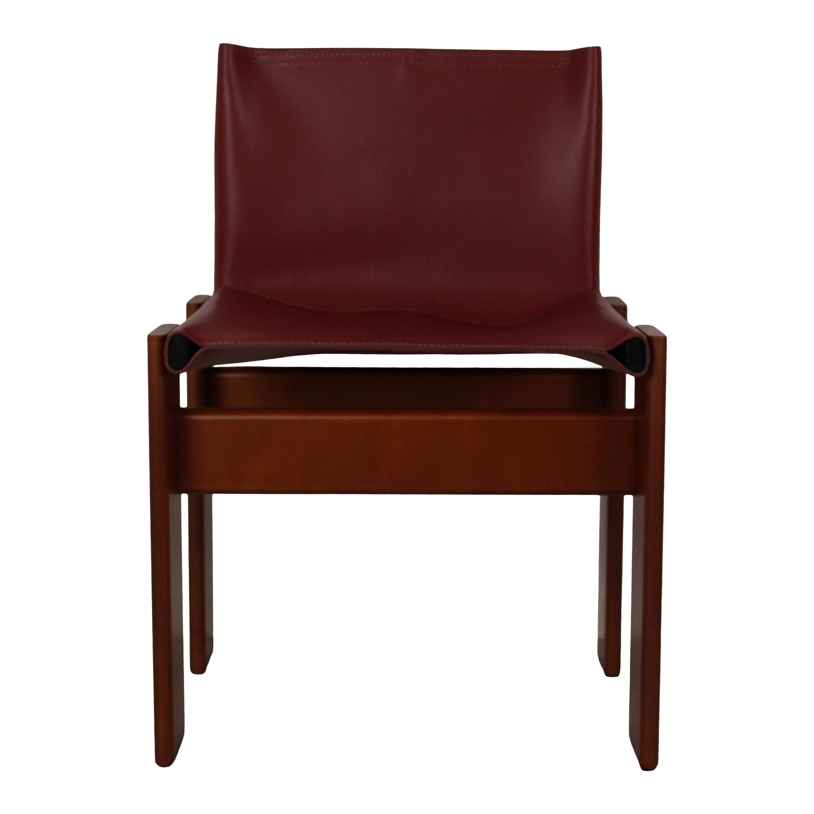Afra & Tobia Scarpa - Rouge anglais  Chaise de salle à manger Monk en cuir pour Molteni, ensemble de 8 en vente 8