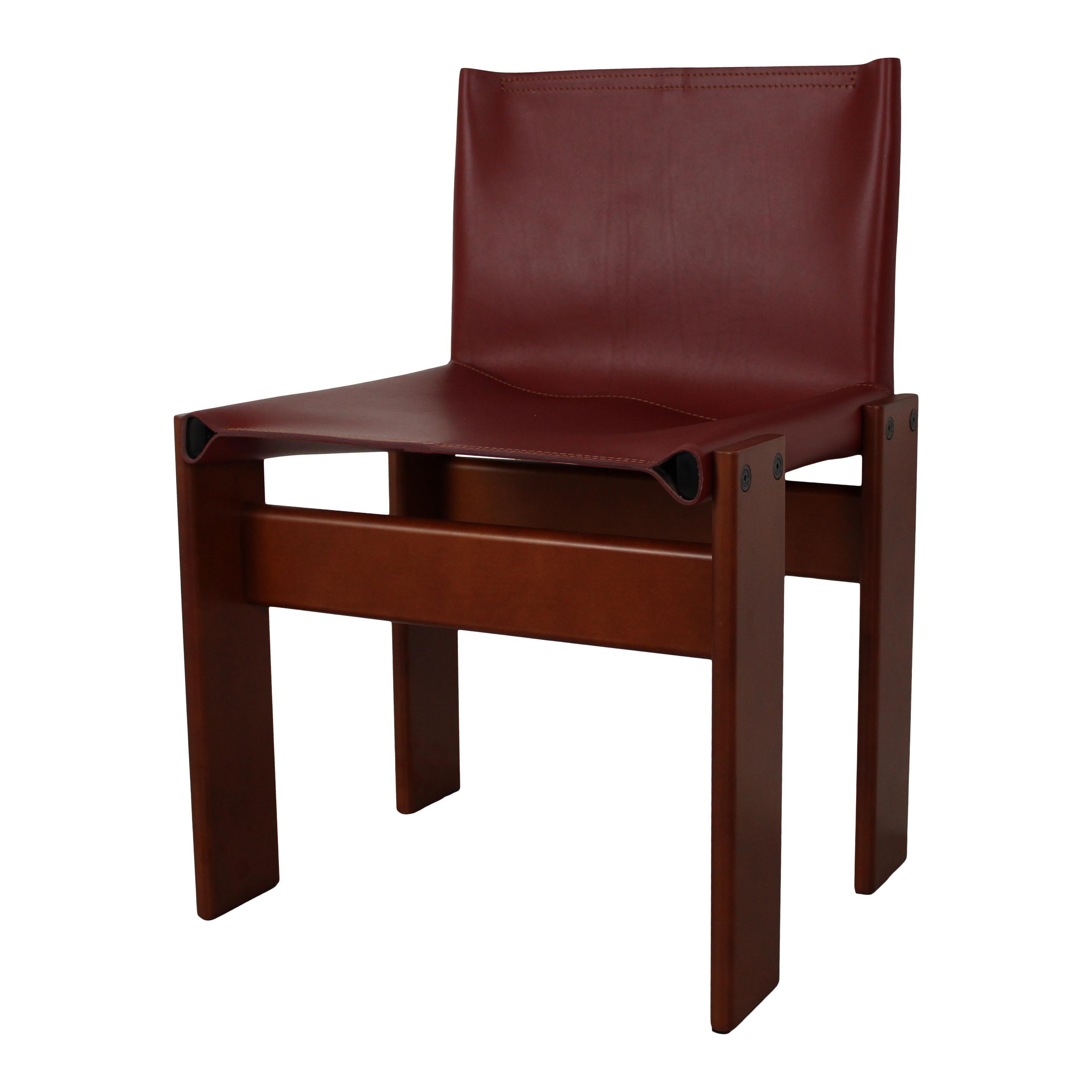 Afra & Tobia Scarpa - Rouge anglais  Chaise de salle à manger Monk en cuir pour Molteni, ensemble de 8 en vente 9