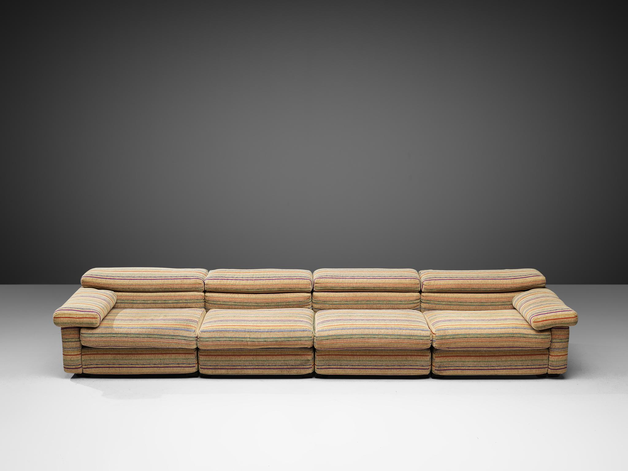 Afra & Tobia Scarpa for B&B, 'Erasmo' sectional sofa, fabric, Italy, 1970s

This high quality modular sofa consists of four elements. The design is bulky though simplistic and very comfortable. The sofa is grand and wide, thus it offers a