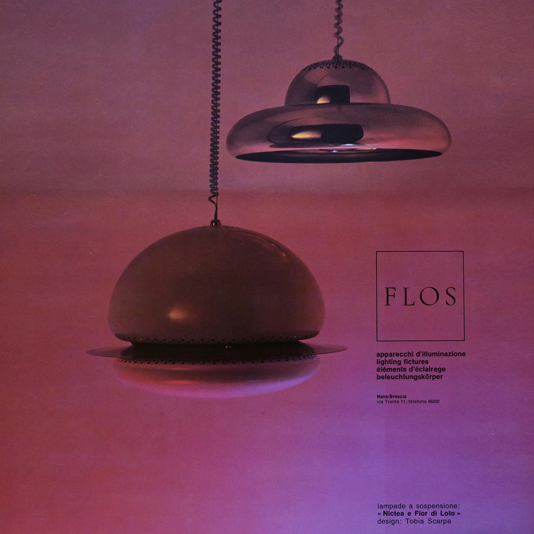 Italian Afra & Tobia Scarpa, Fior di loto, A Pendant Light, Flos, 1960s For Sale
