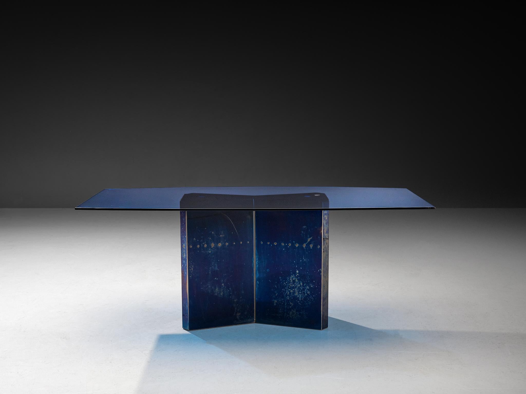 Steel Afra & Tobia Scarpa for B&B Italia Rare 'Polygonon' Dining Table For Sale