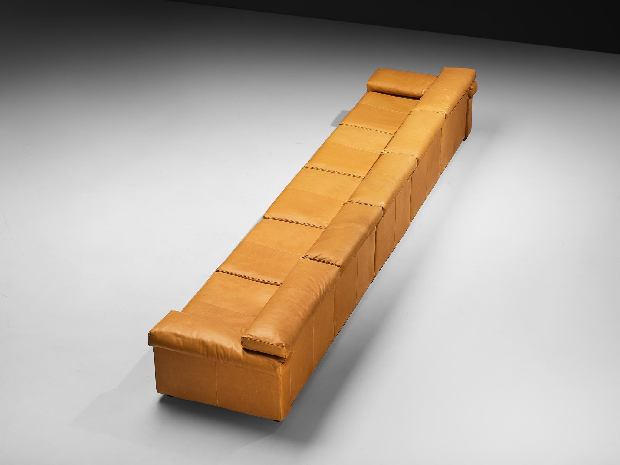 Afra & Tobia Scarpa for B&B Italia Sectional 'Erasmo' Sofa in Camel Leather im Angebot 3