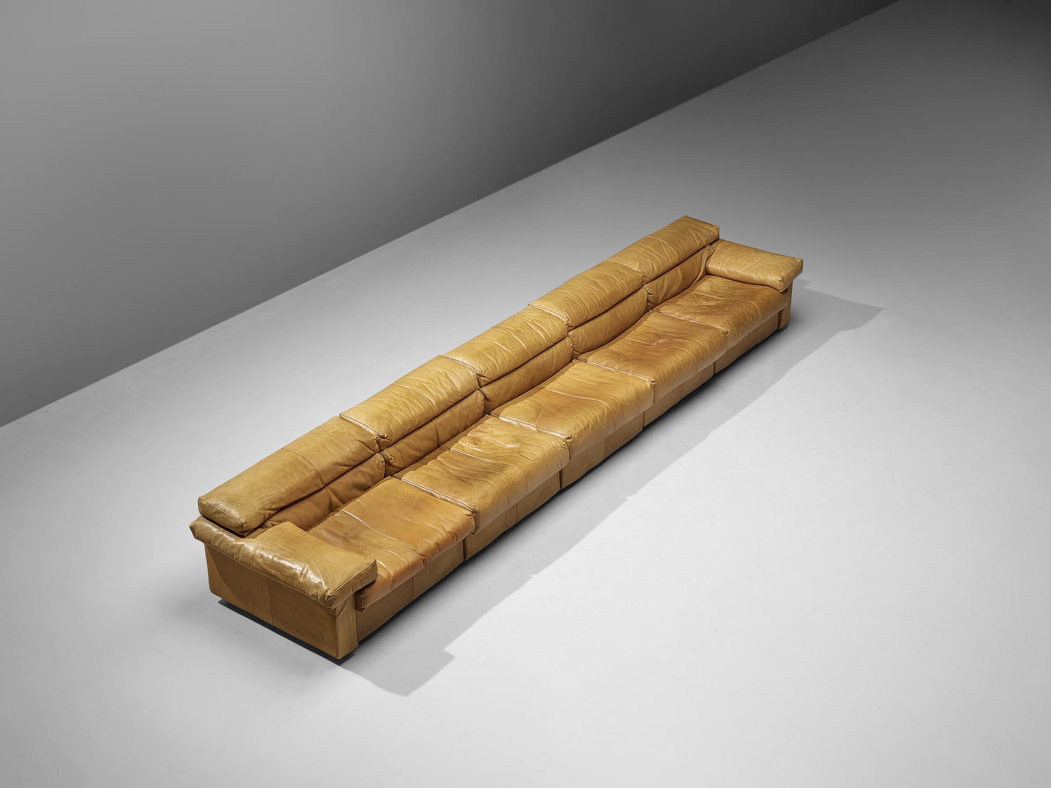 Afra & Tobia Scarpa for B&B Italia, sectional 'Erasmo' sofa, leather, Italy, 1974.

An early version 'Erasmo' sectional sofa designed by Afra & Tobia Scarpa for B&B Italia. This high quality sectional sofa contains five individual elements, which