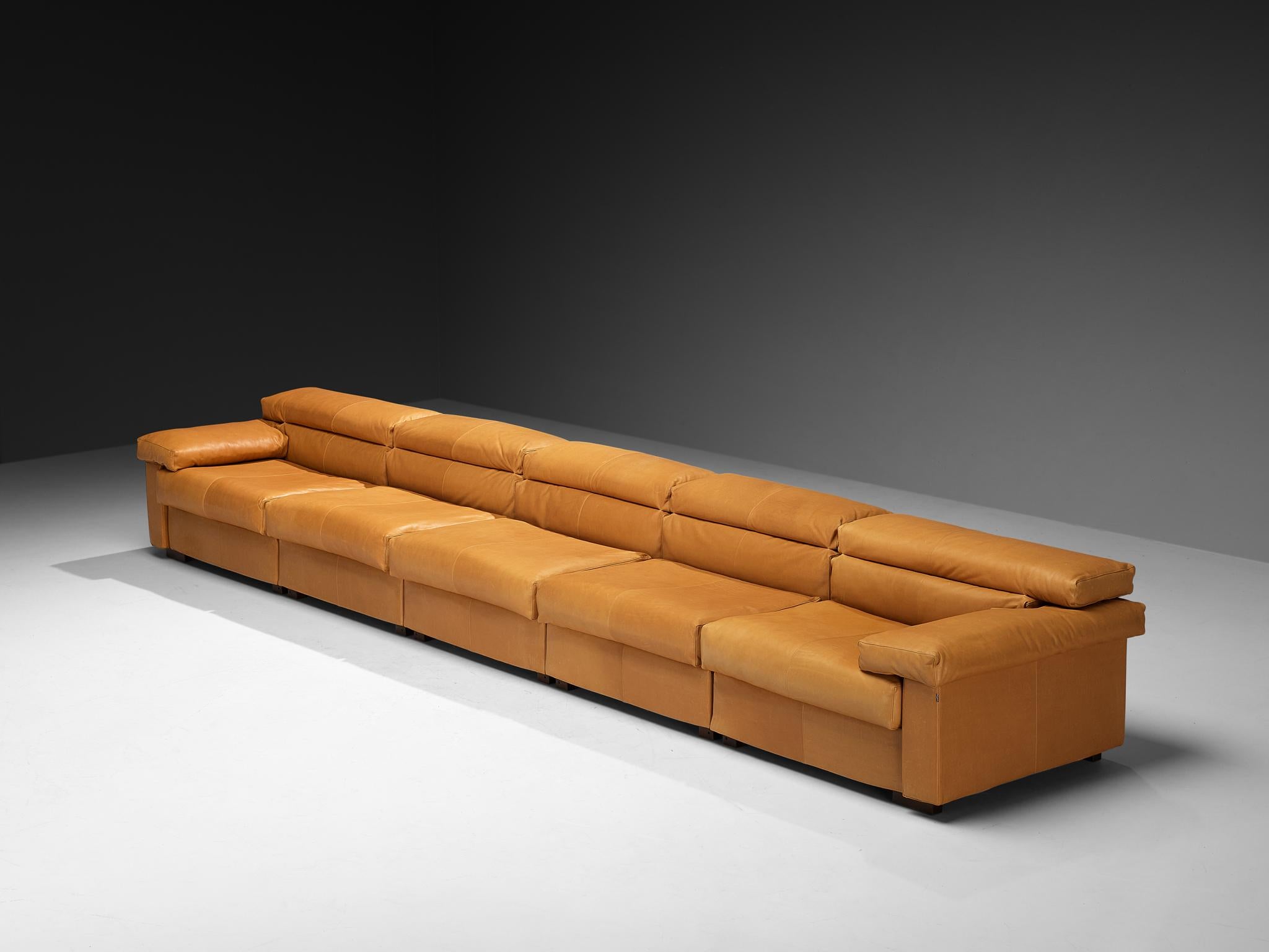 Afra & Tobia Scarpa for B&B Italia, sectional 'Erasmo' sofa, leather, Italy, 1974.

An early version 'Erasmo' sectional sofa designed by Afra & Tobia Scarpa for B&B Italia. This high quality sectional sofa contains five individual elements, which