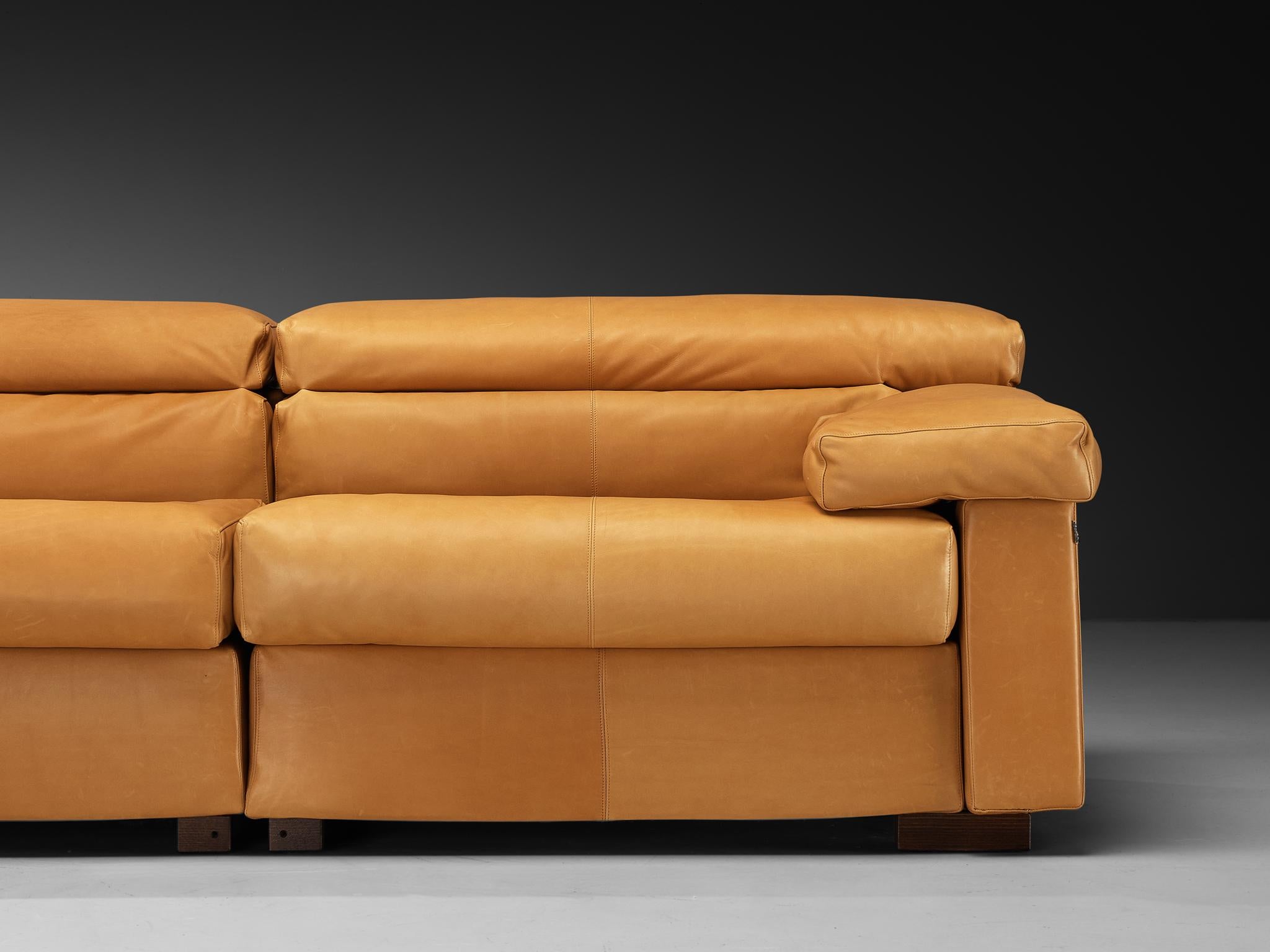 Afra & Tobia Scarpa for B&B Italia Sectional 'Erasmo' Sofa in Camel Leather (Moderne der Mitte des Jahrhunderts) im Angebot