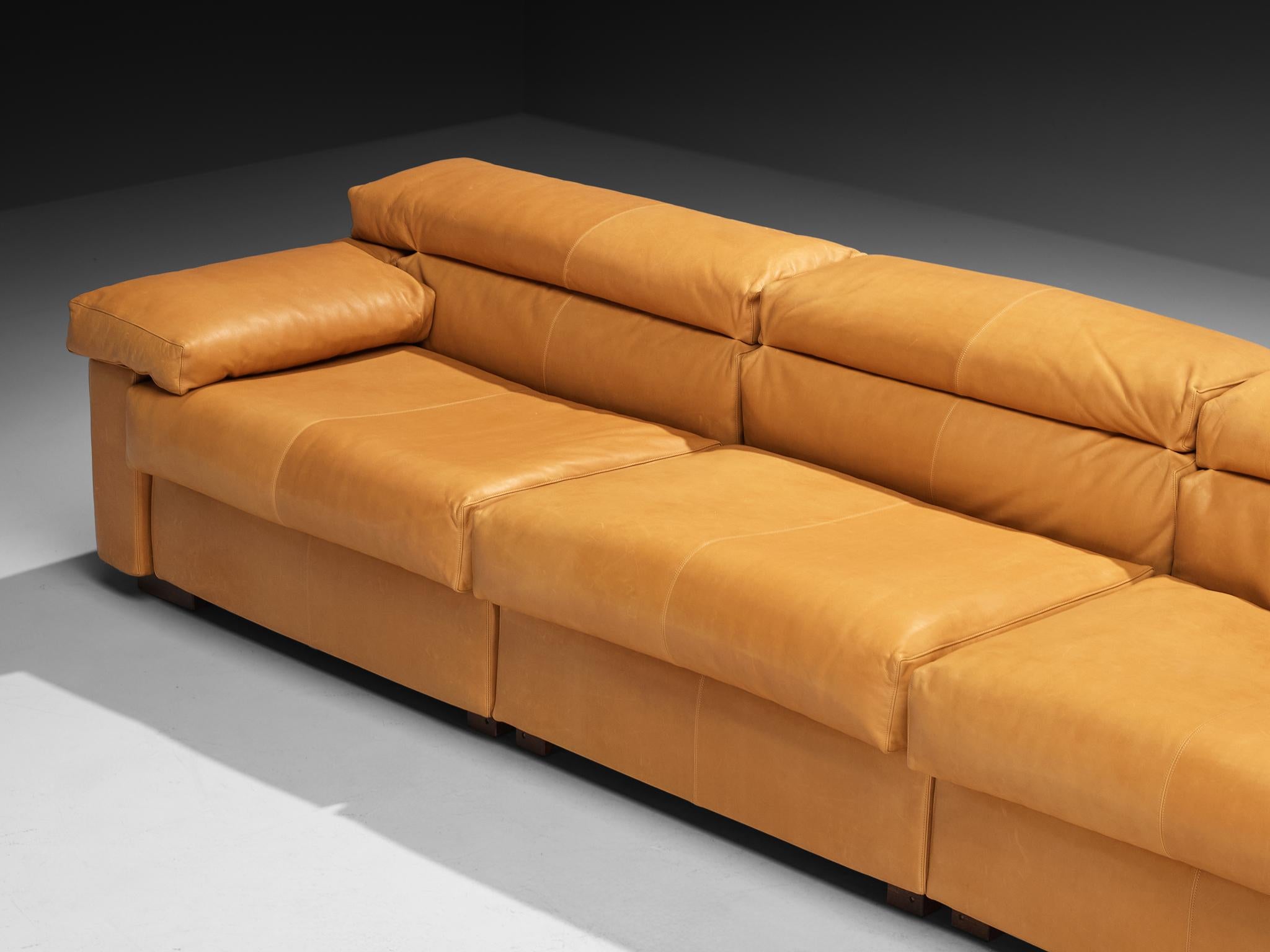 Afra & Tobia Scarpa for B&B Italia Sectional 'Erasmo' Sofa in Camel Leather (Italienisch) im Angebot