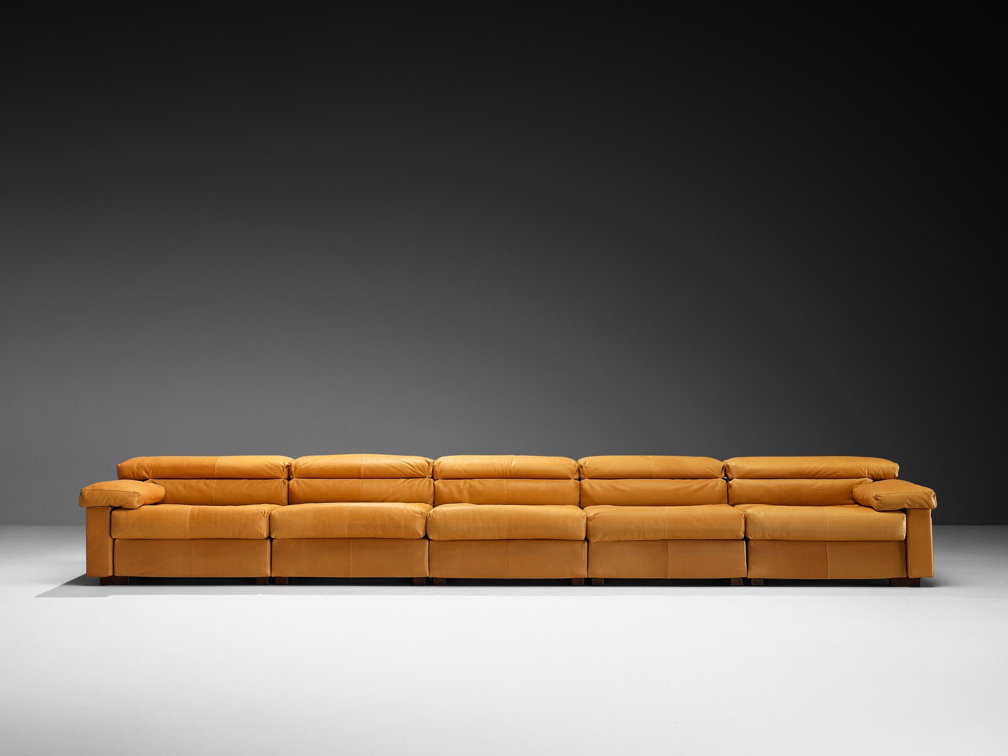 Afra & Tobia Scarpa for B&B Italia Sectional 'Erasmo' Sofa in Camel Leather im Zustand „Gut“ im Angebot in Waalwijk, NL