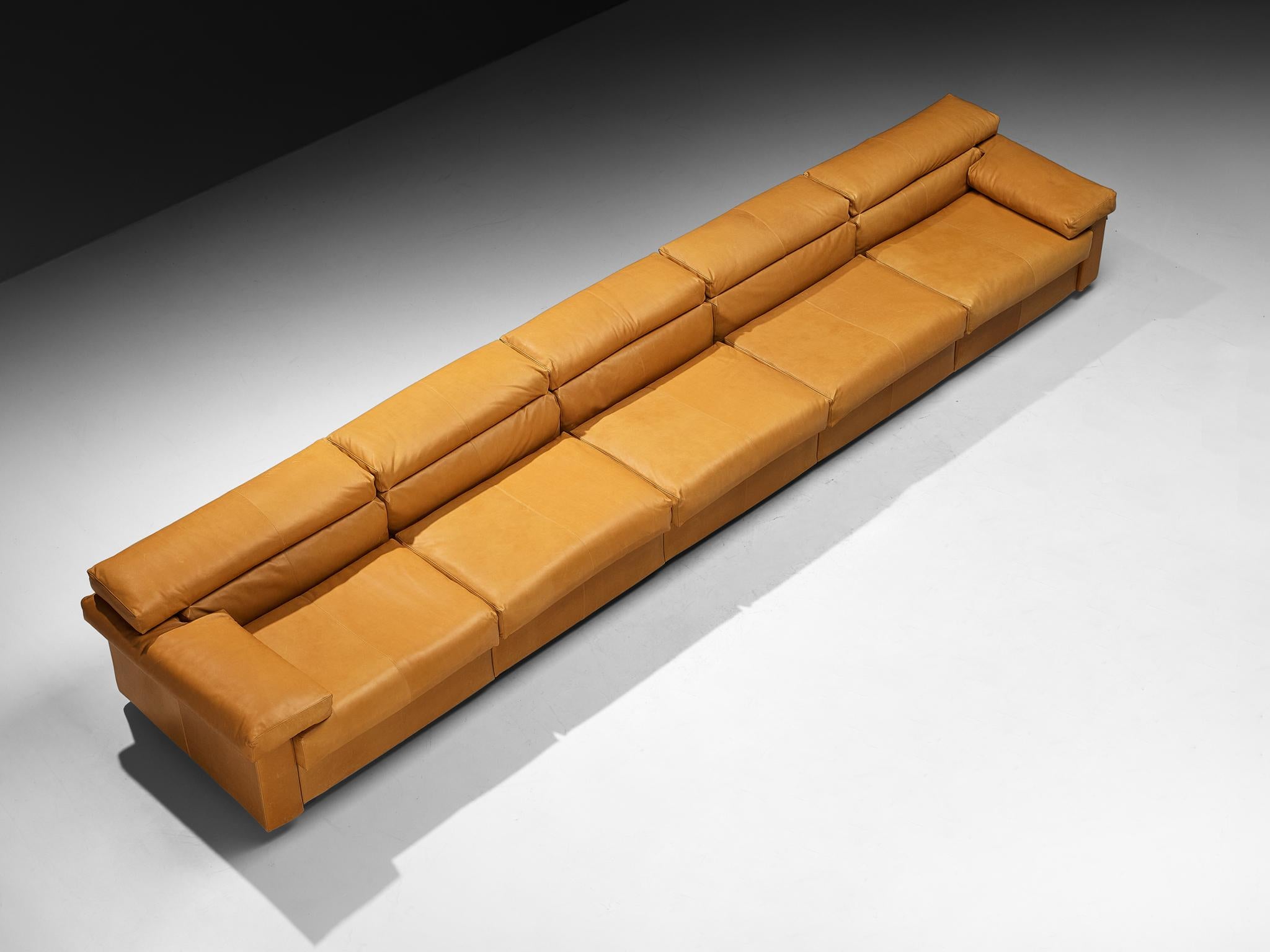 Afra & Tobia Scarpa for B&B Italia Sectional 'Erasmo' Sofa in Camel Leather (Ende des 20. Jahrhunderts) im Angebot