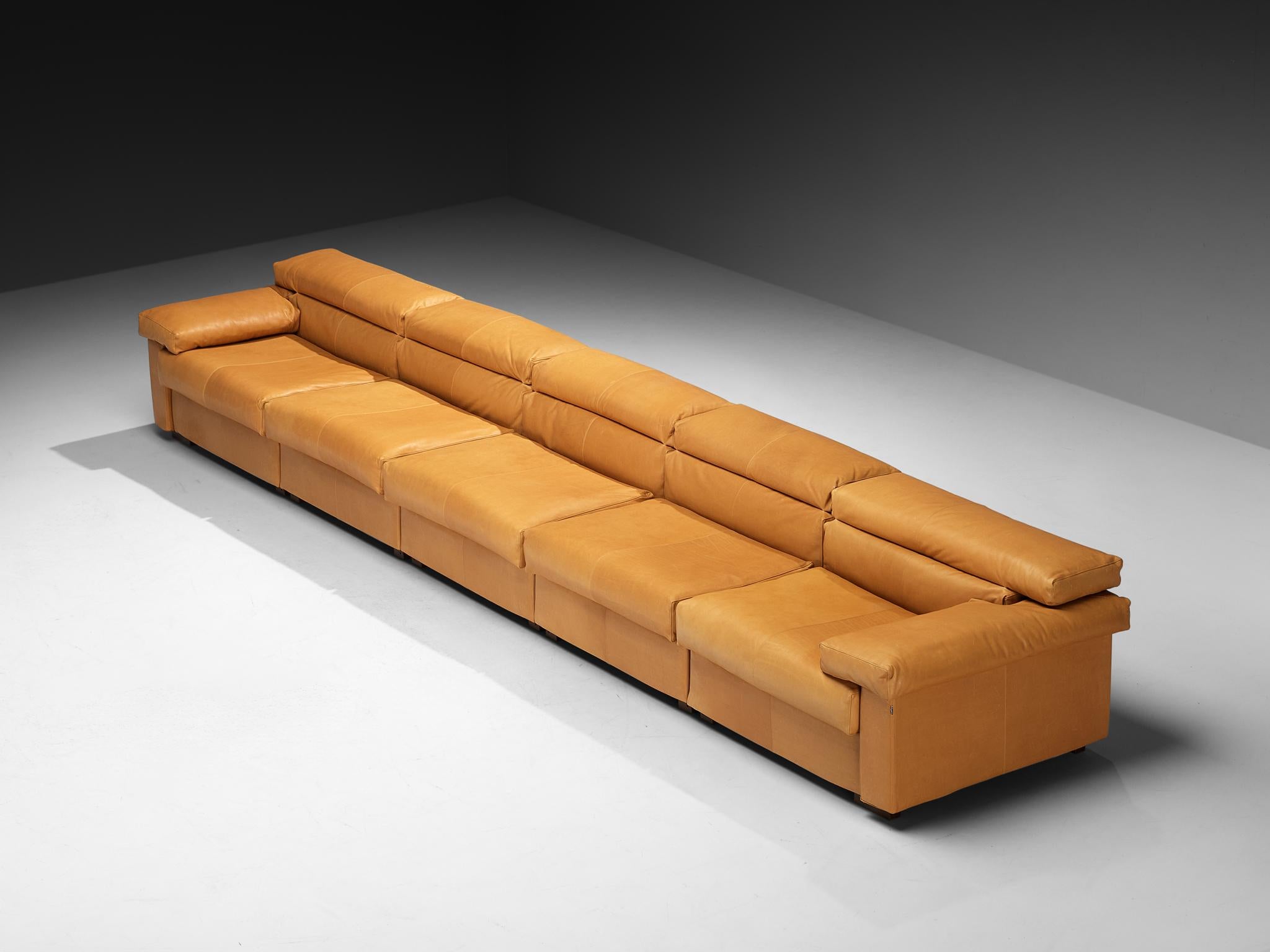 Afra & Tobia Scarpa for B&B Italia Sectional 'Erasmo' Sofa in Camel Leather im Angebot 1