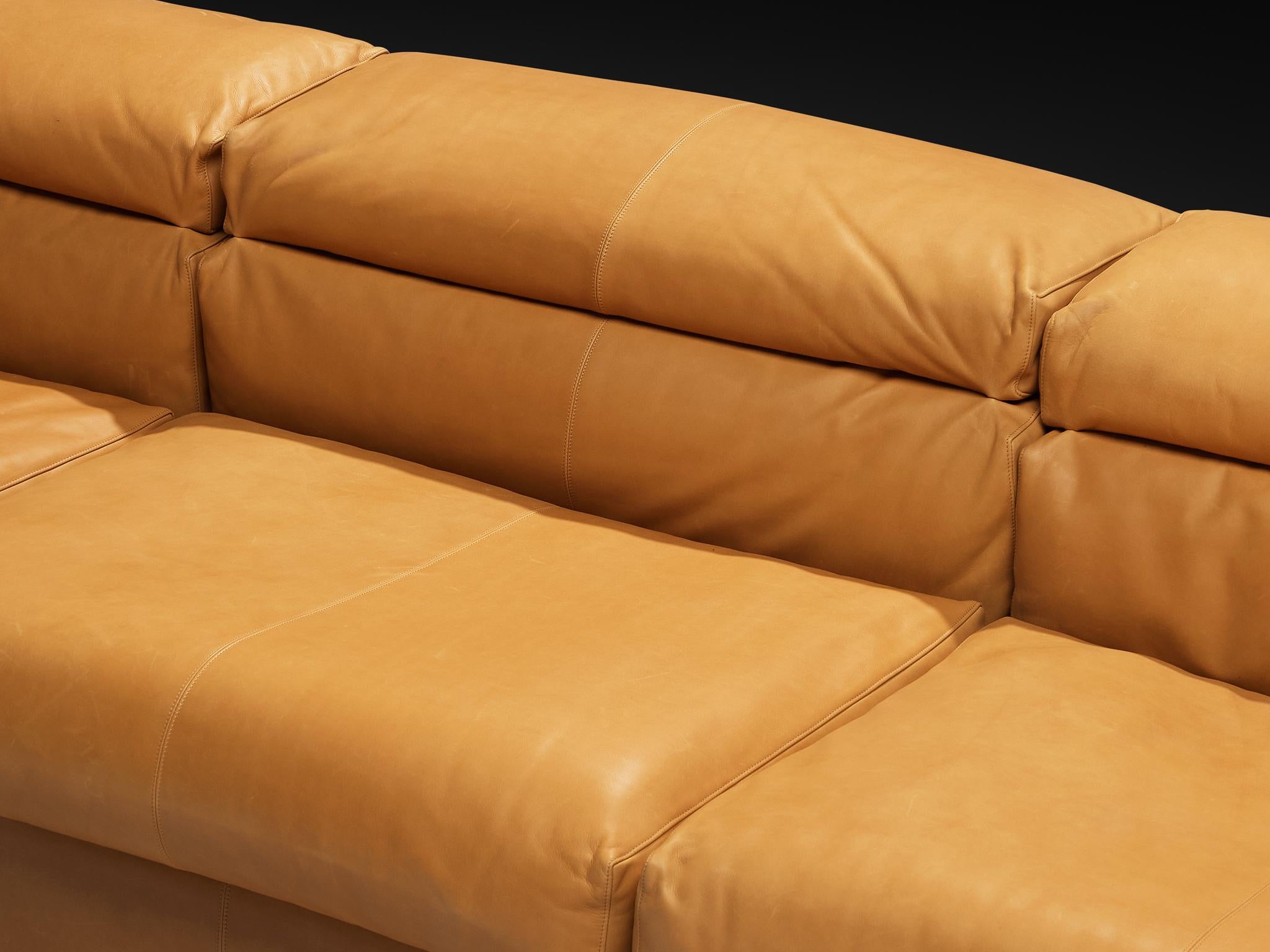 Afra & Tobia Scarpa for B&B Italia Sectional 'Erasmo' Sofa in Camel Leather im Angebot 2