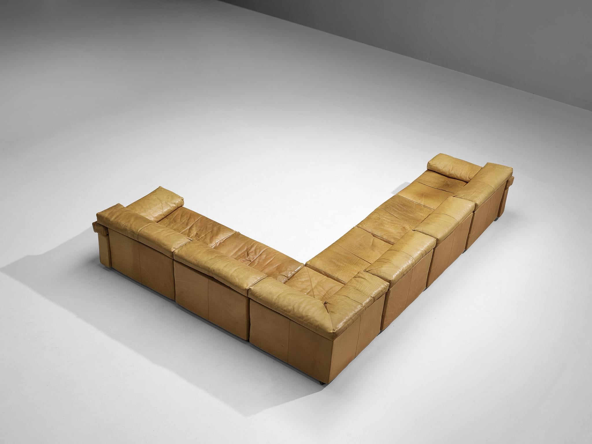 Afra & Tobia Scarpa for B&B Italia Sectional 'Erasmo' Sofa in Cognac Leather 3