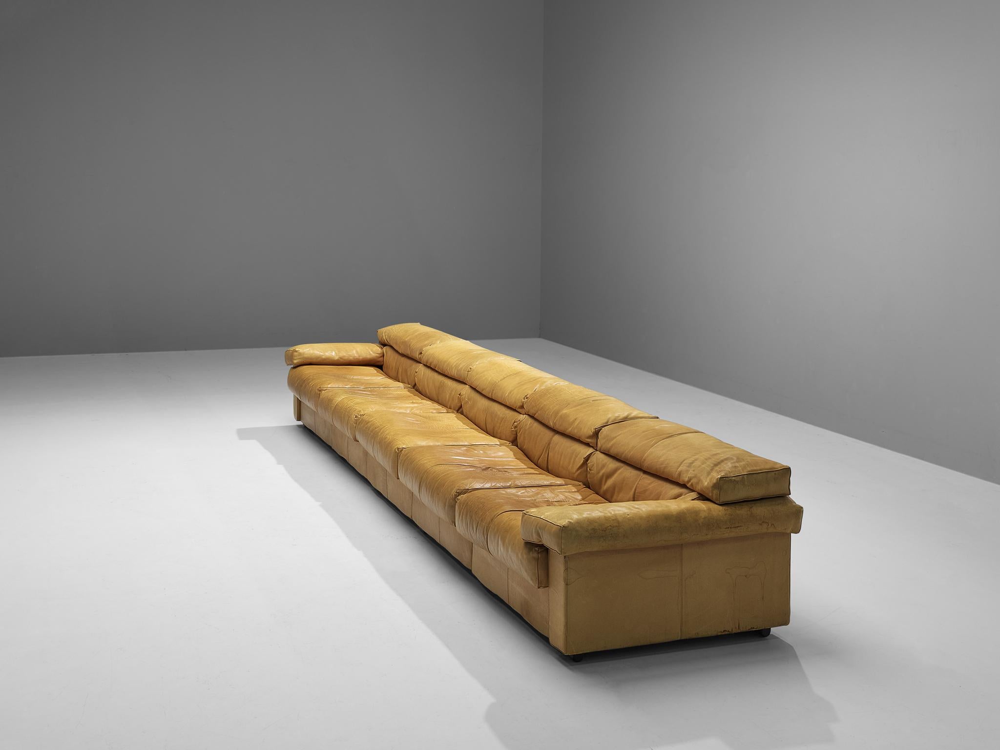 Late 20th Century Afra & Tobia Scarpa for B&B Italia Sectional 'Erasmo' Sofa in Cognac Leather