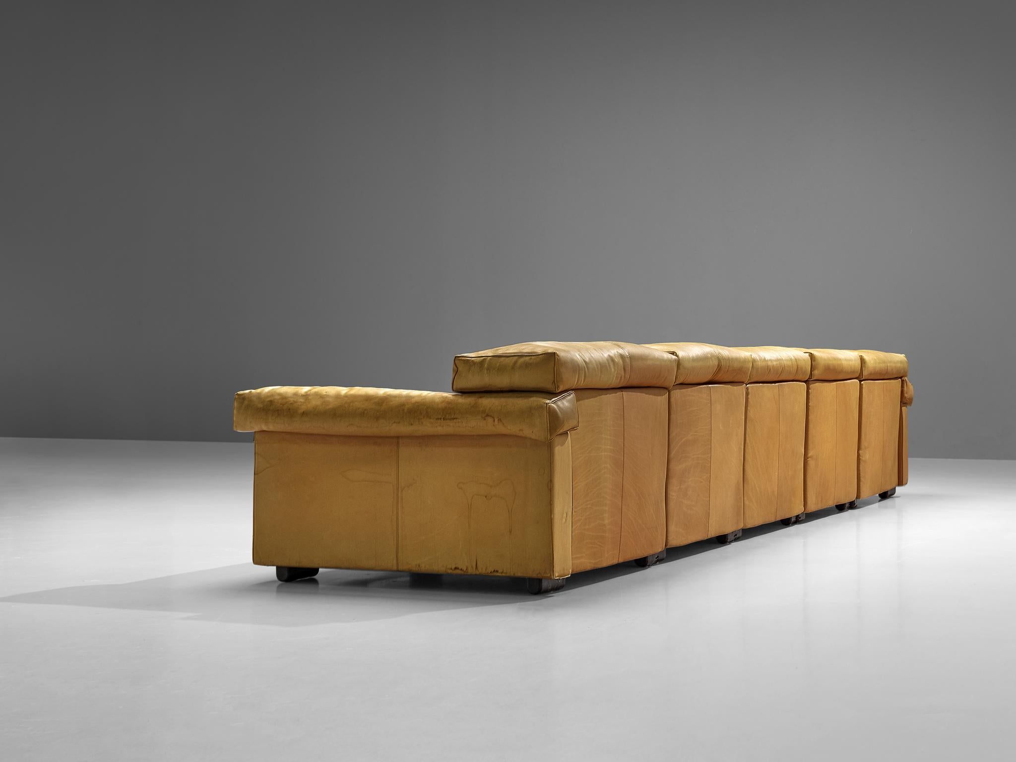 Afra & Tobia Scarpa for B&B Italia Sectional 'Erasmo' Sofa in Cognac Leather 2