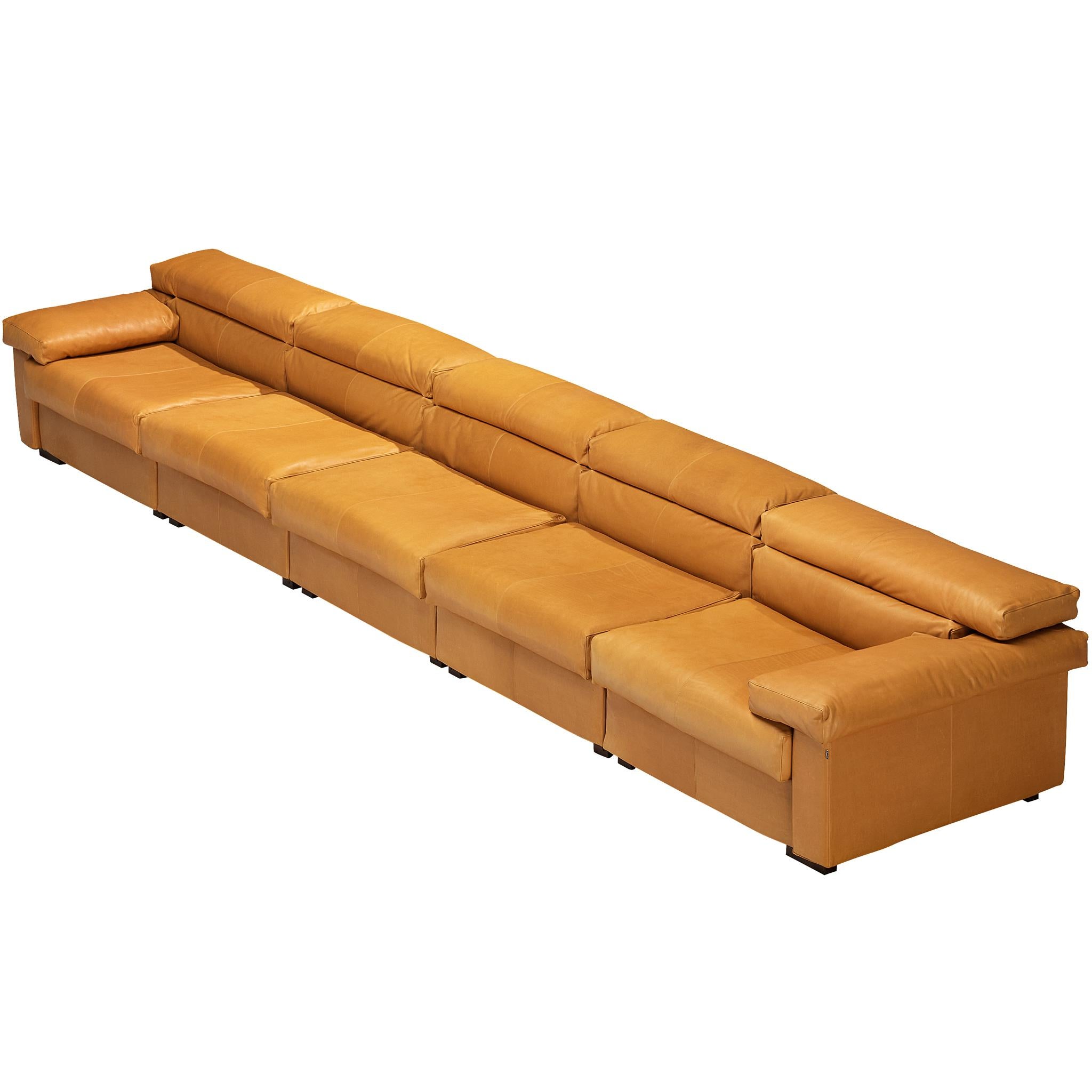 Afra & Tobia Scarpa for B&B Italia Sectional 'Erasmo' Sofa in Cognac Leather