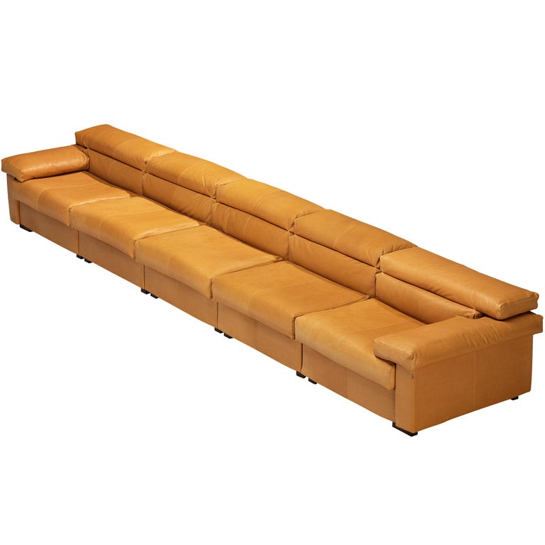 Afra & Tobia Scarpa for B&B Italia Sectional 'Erasmo' Sofa in Cognac Leather