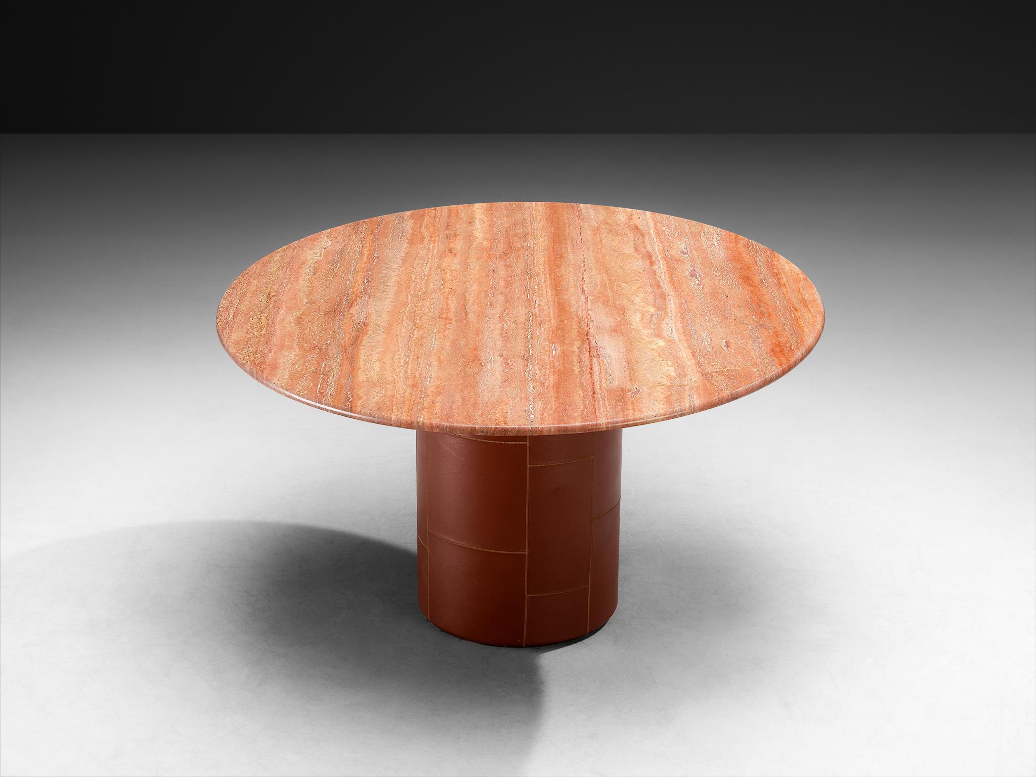 Afra & Tobia Scarpa pour B&B Italia Table de salle à manger 'Tobio' en travertin rouge Bon état - En vente à Waalwijk, NL