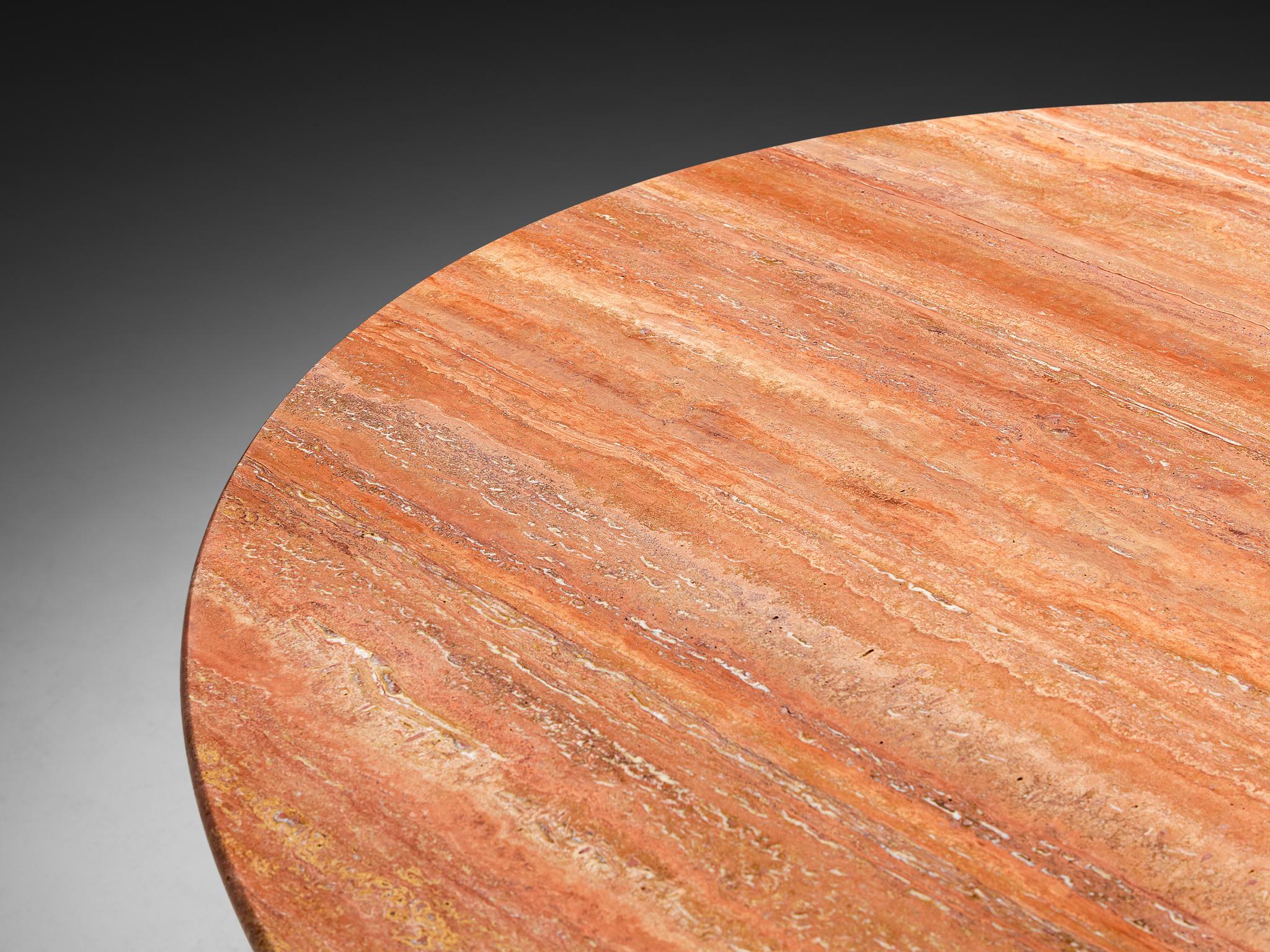 Cuir Afra & Tobia Scarpa pour B&B Italia Table de salle à manger 'Tobio' en travertin rouge en vente