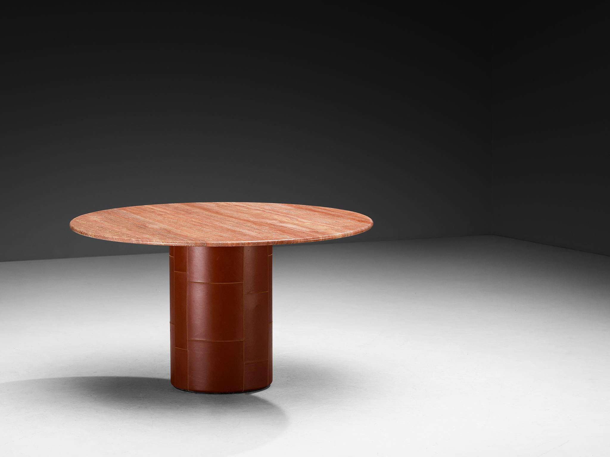 Afra & Tobia Scarpa pour B&B Italia Table de salle à manger 'Tobio' en travertin rouge en vente 1