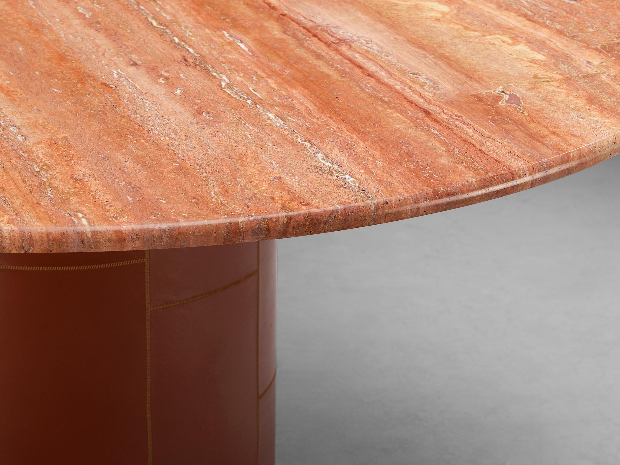 Afra & Tobia Scarpa pour B&B Italia Table de salle à manger 'Tobio' en travertin rouge en vente 2