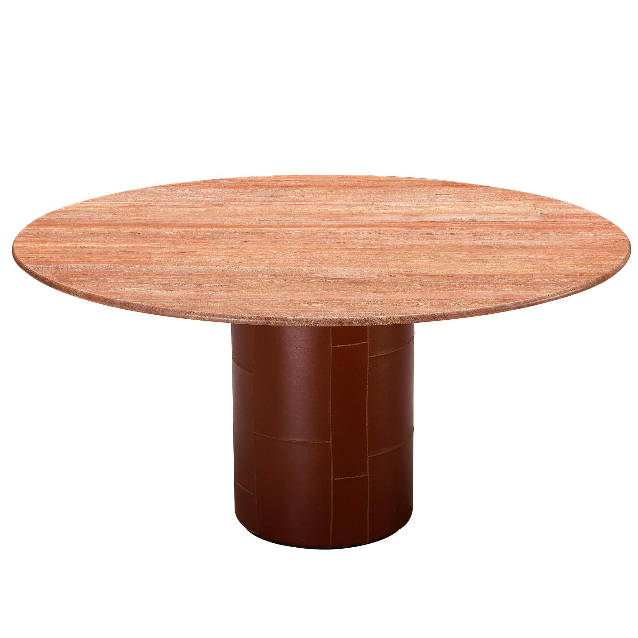 Afra & Tobia Scarpa pour B&B Italia Table de salle à manger 'Tobio' en travertin rouge en vente